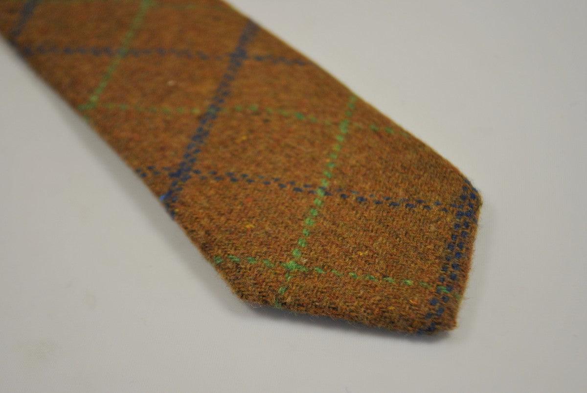brown, green and blue check tweed wool tie - Image 5