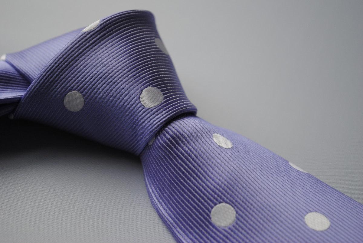 lavender purple tie with white polka dots - Image 5