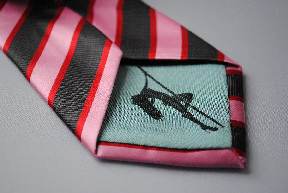 pink, red and black stripe tie - Image 3