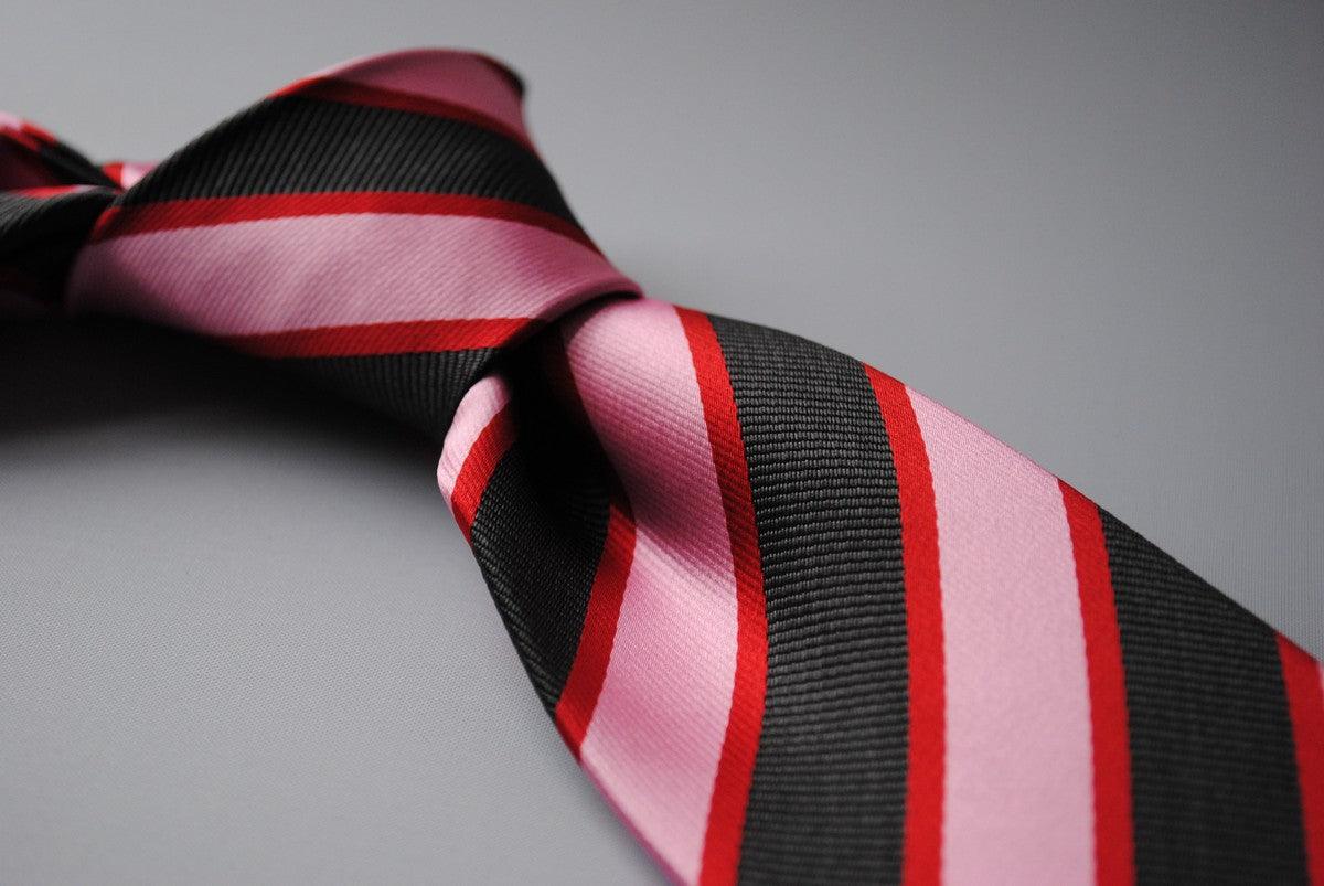 pink, red and black stripe tie - Image 4