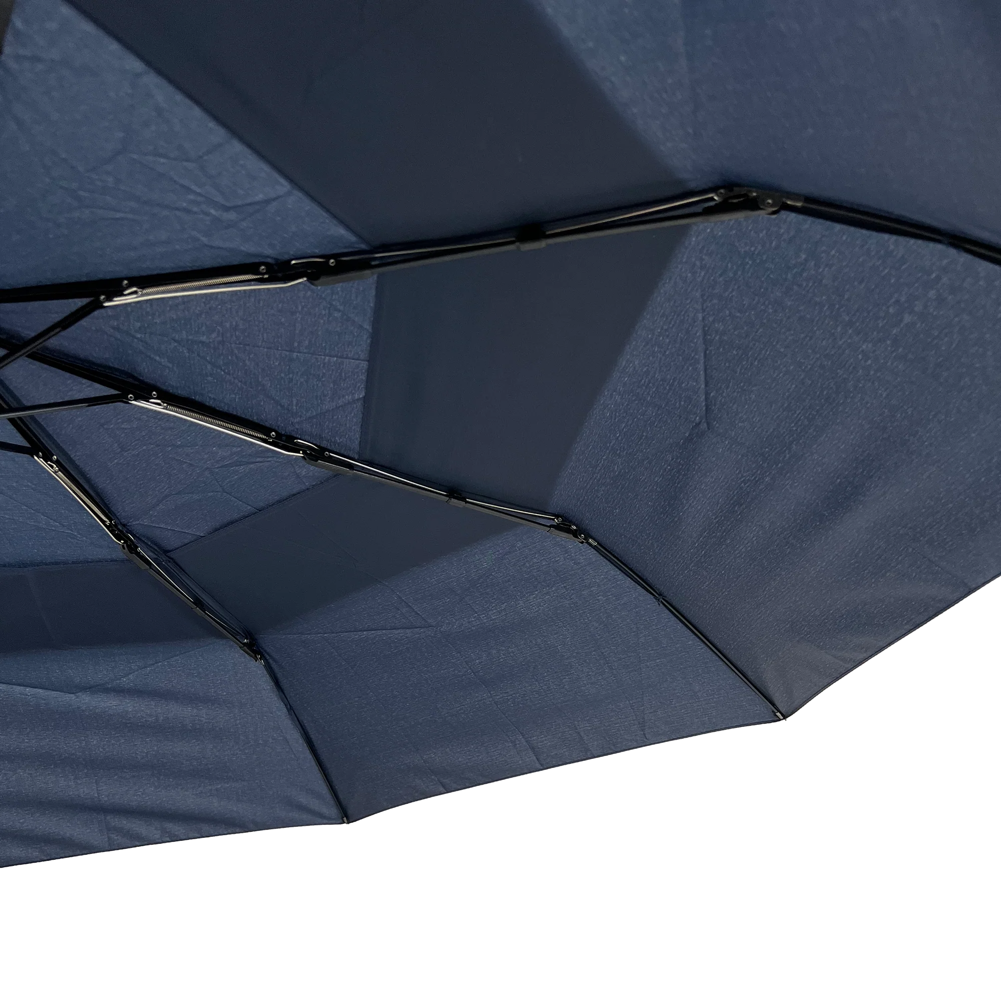 Gents Auto Compact Umbrella Navy (Wood effect/Matt ABS handle) - Image 2