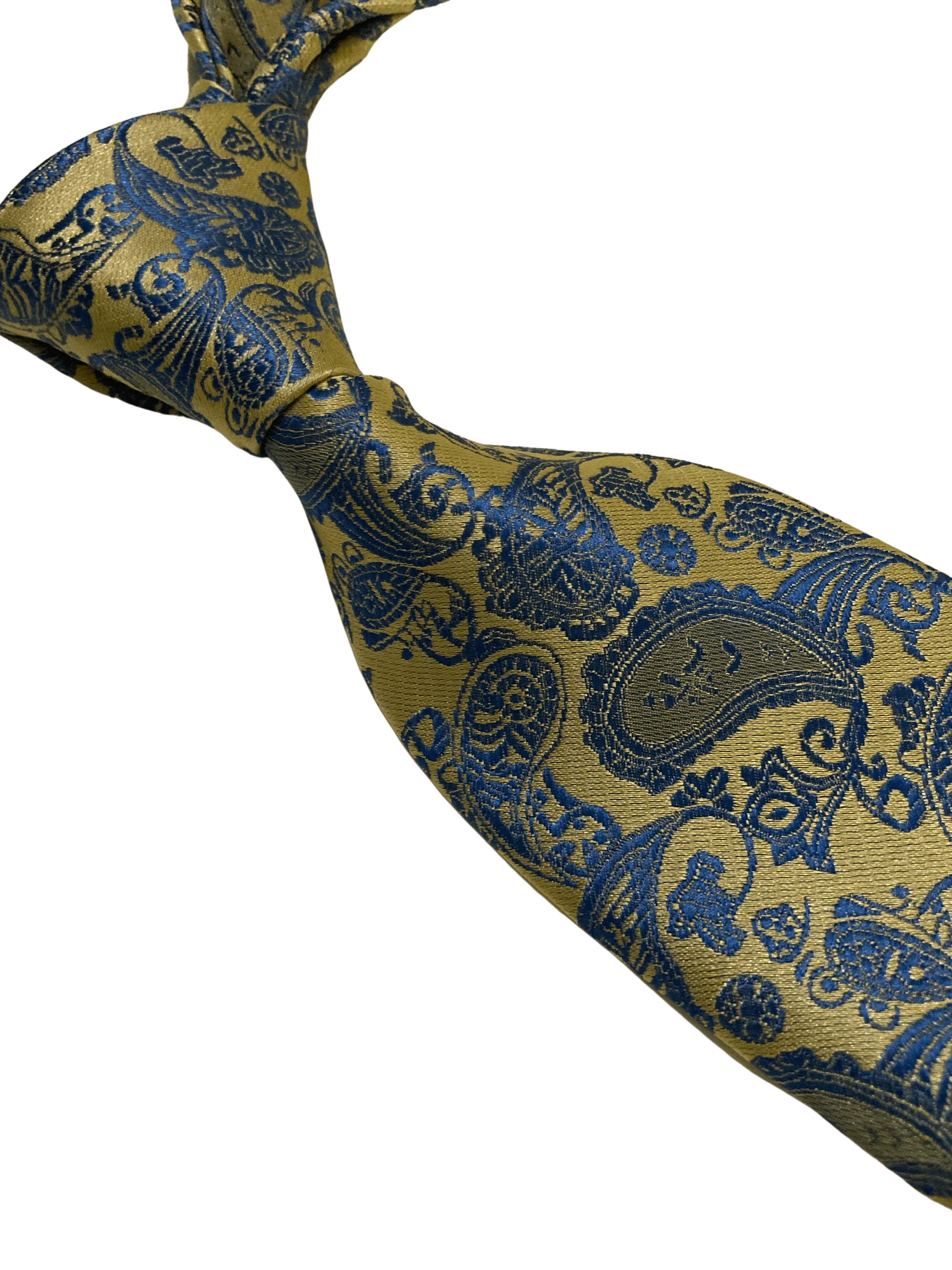 gold & light blue paisley design tie - Image 4