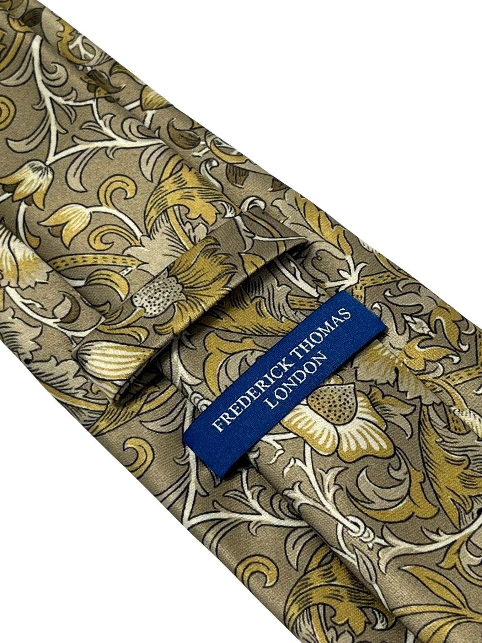 Golden beige floral William Morris liberty style tie - Image 4