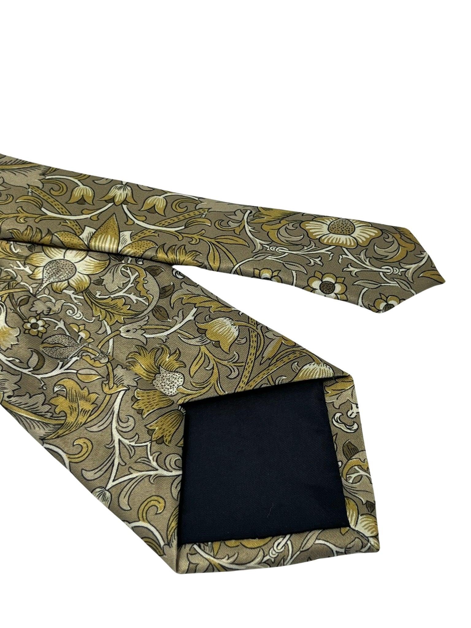 Golden beige floral William Morris liberty style tie - Image 5