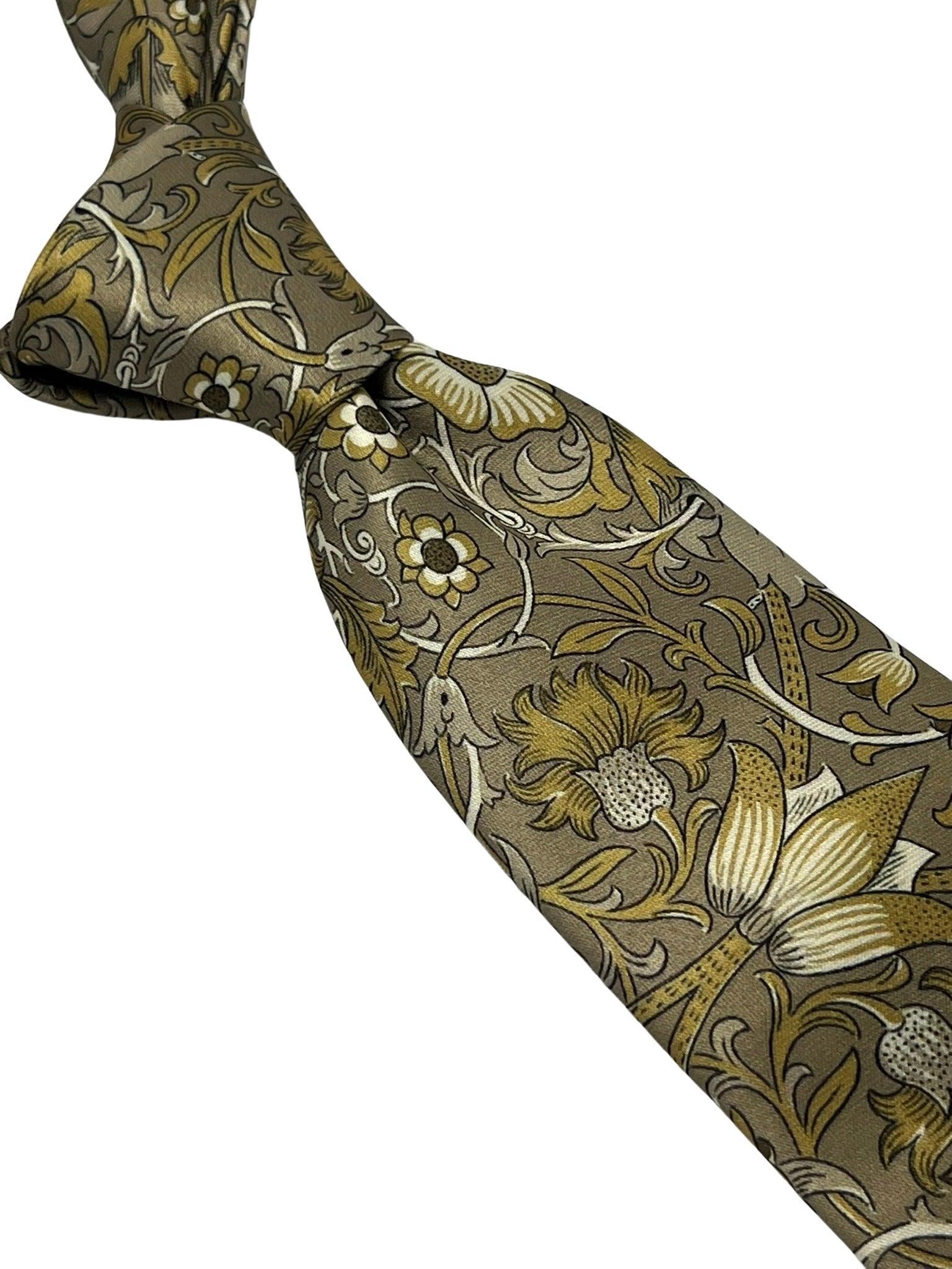 Golden beige floral William Morris liberty style tie - Image 6