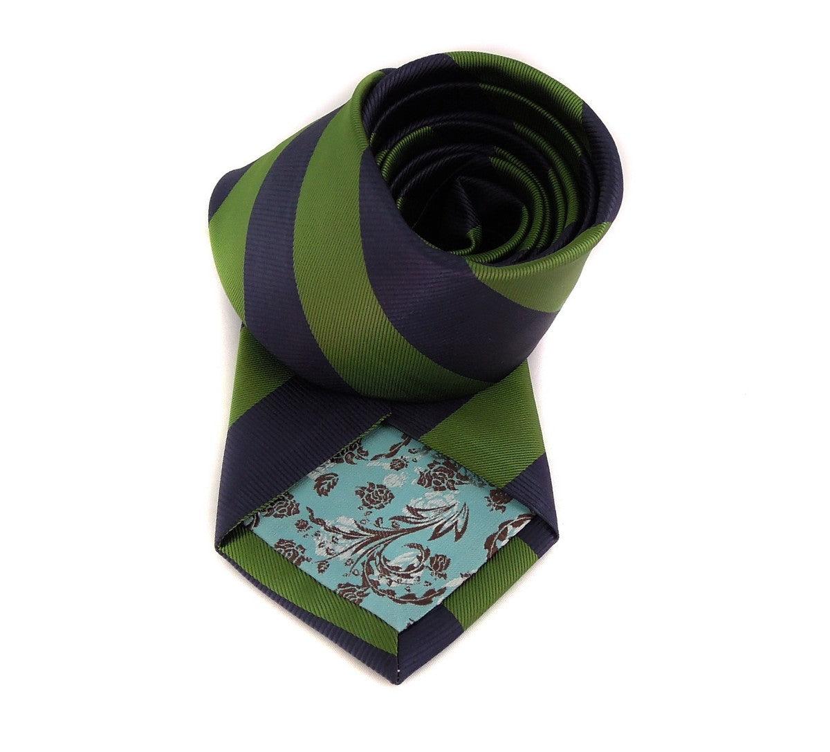 green and navy barber striped tie - Image 3