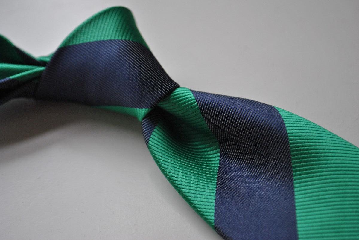 green and navy barber striped tie - Image 2