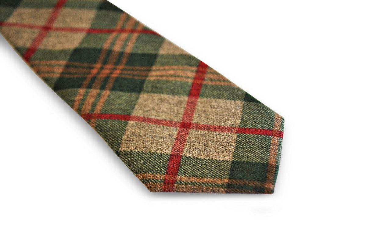 green, beige, orange and red check tie - Image 3