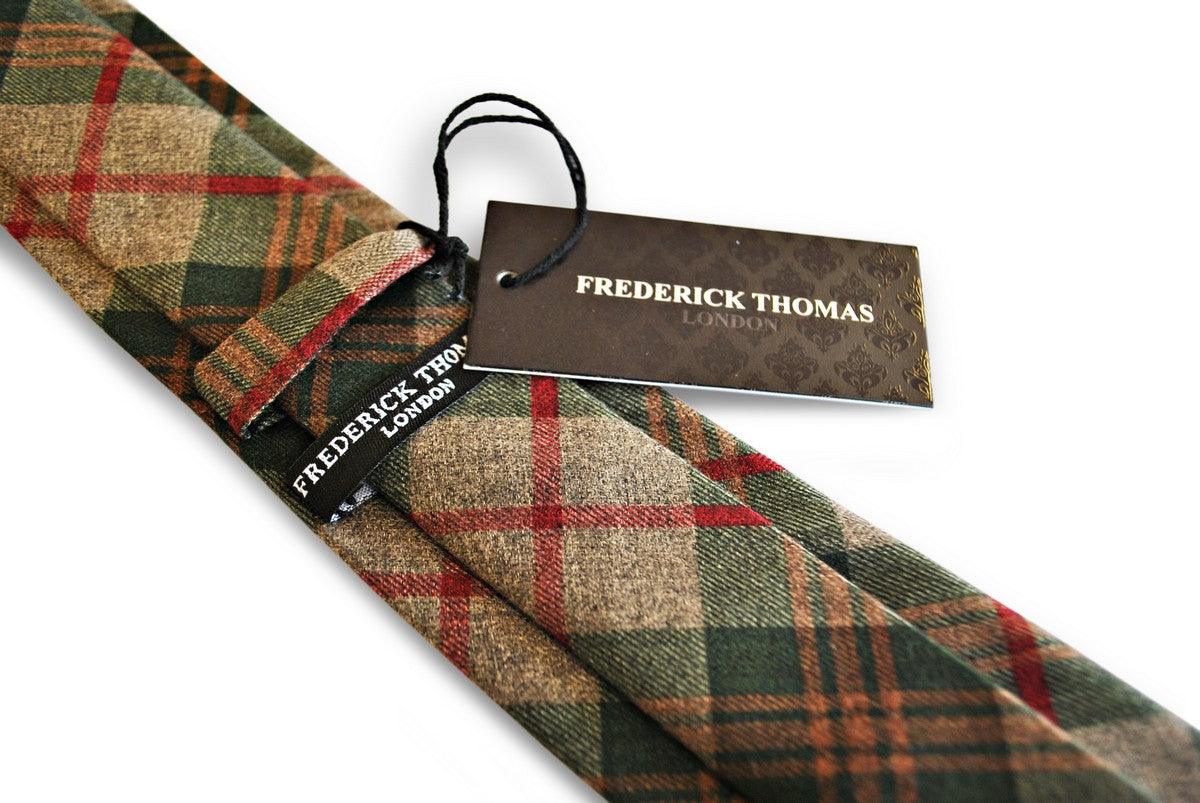 green, beige, orange and red check tie - Image 4