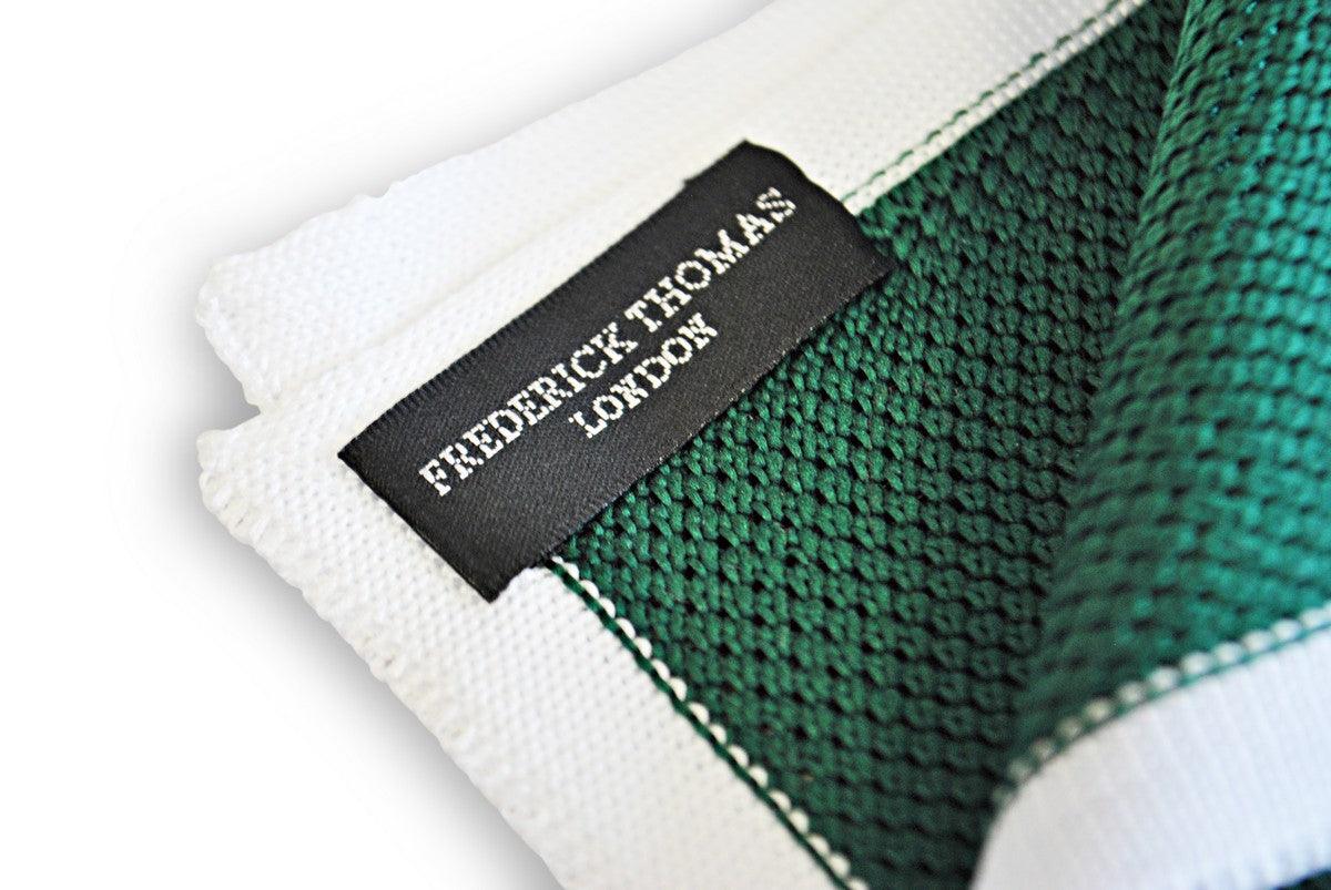 green knitted pocket square with white edging - Image 3