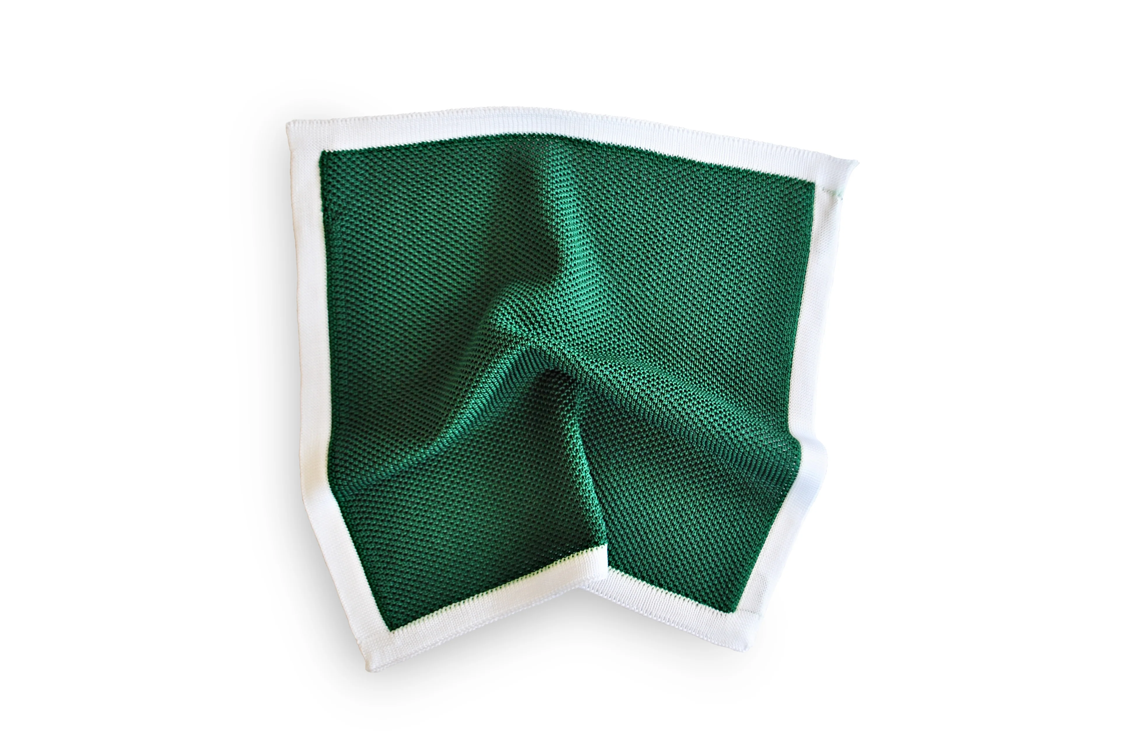 Green Knitted Tie with Matching Pocket Square - Image 3