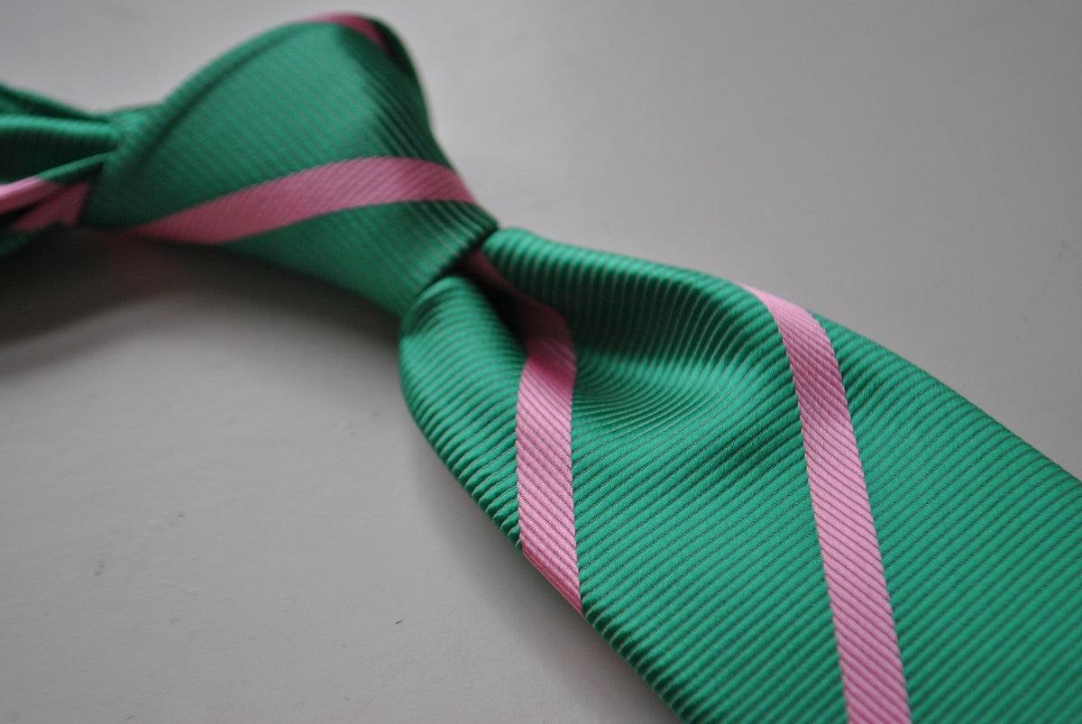 green striped tie with pink club stripes - Image 3