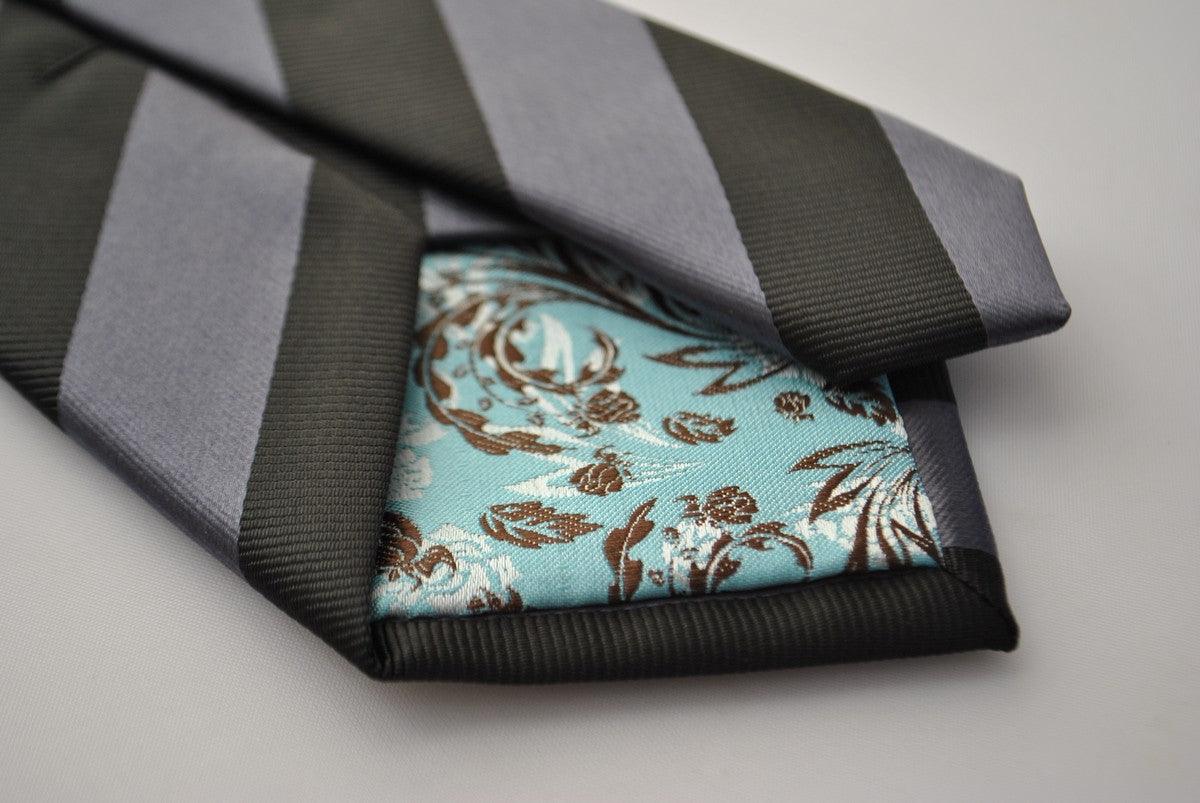 grey and black barber striped tie - Image 4