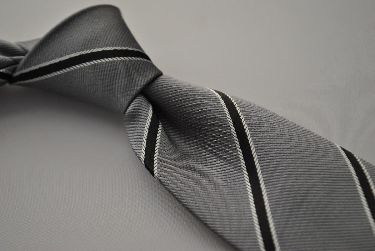 grey and black club striped tie - Image 4