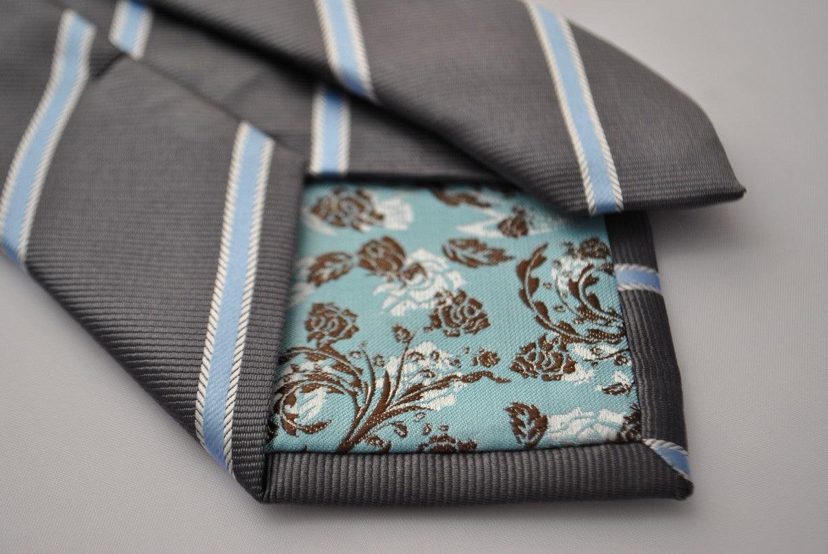 grey tie with light blue stripe - Image 3