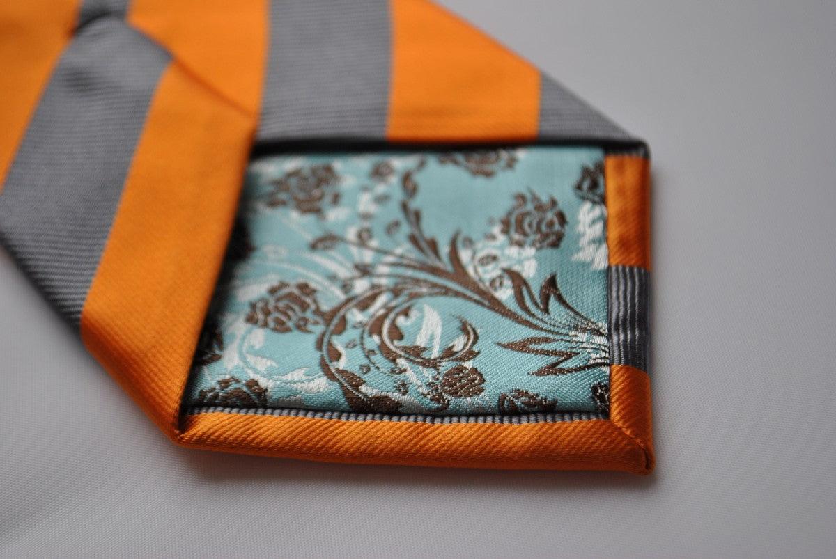 grey and orange barber striped tie - Image 3