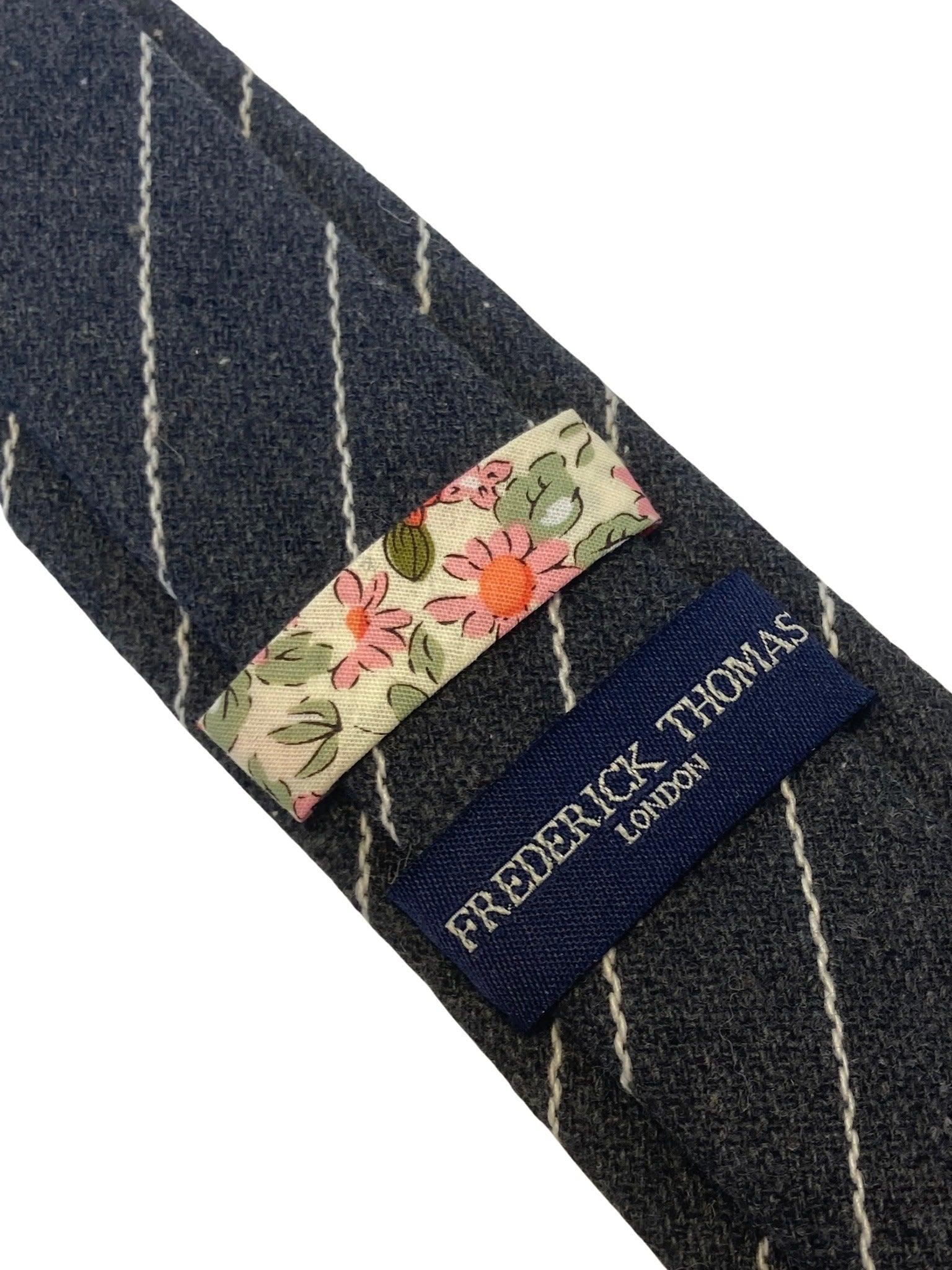 grey and white striped  tie - Image 3