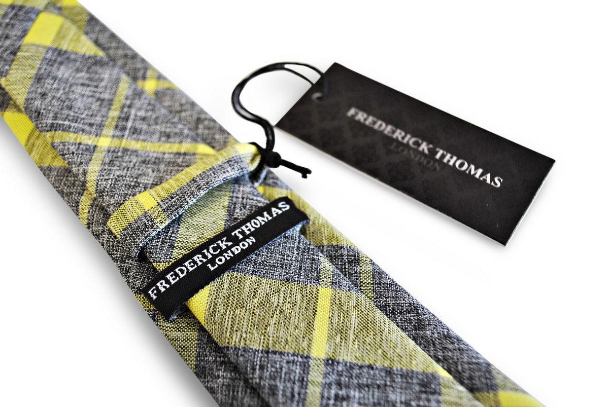 grey and yellow check tie - Image 4