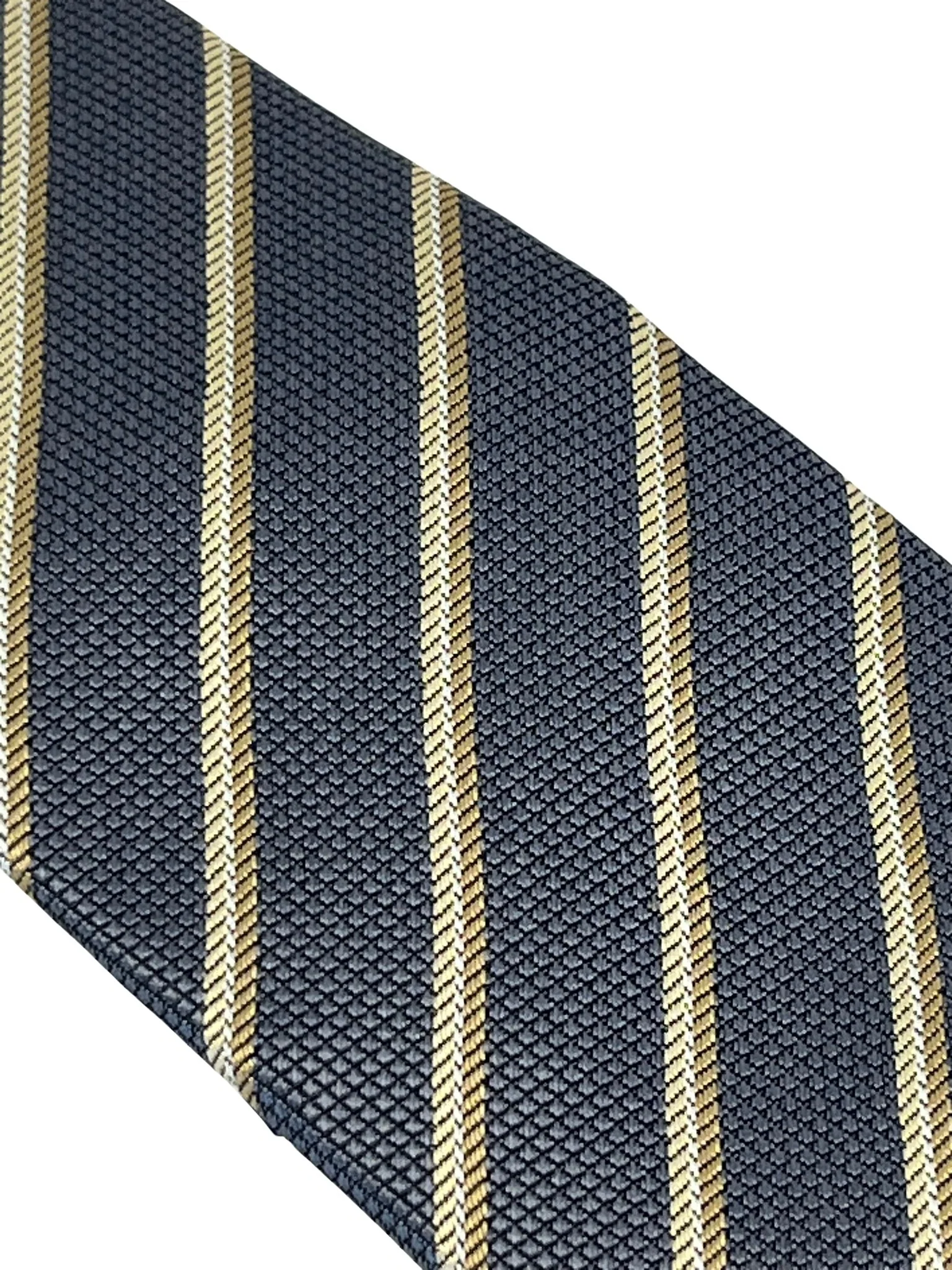 grey tie with honeycomb pattern & bronze stripe - Image 3