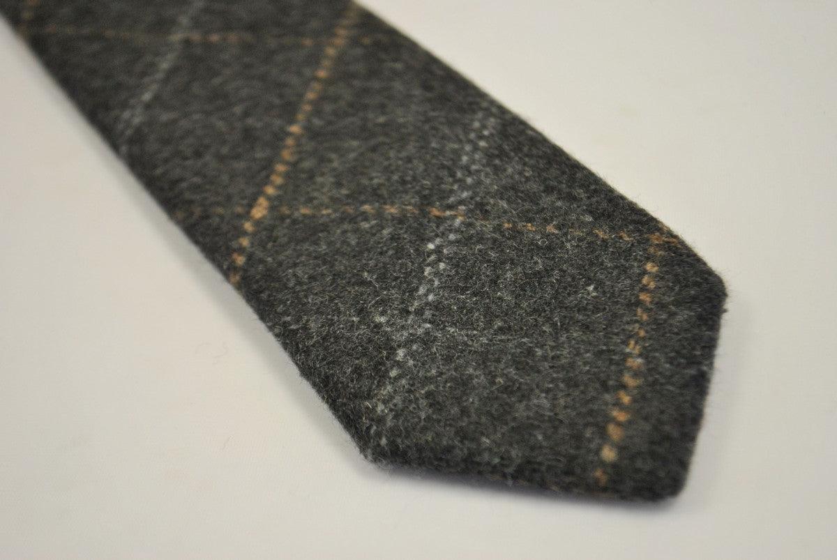 grey check tweed wool tie - Image 3