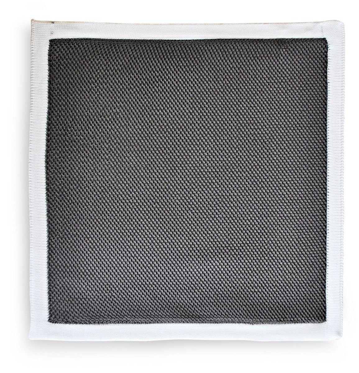grey knitted pocket square with white edging - Image 2