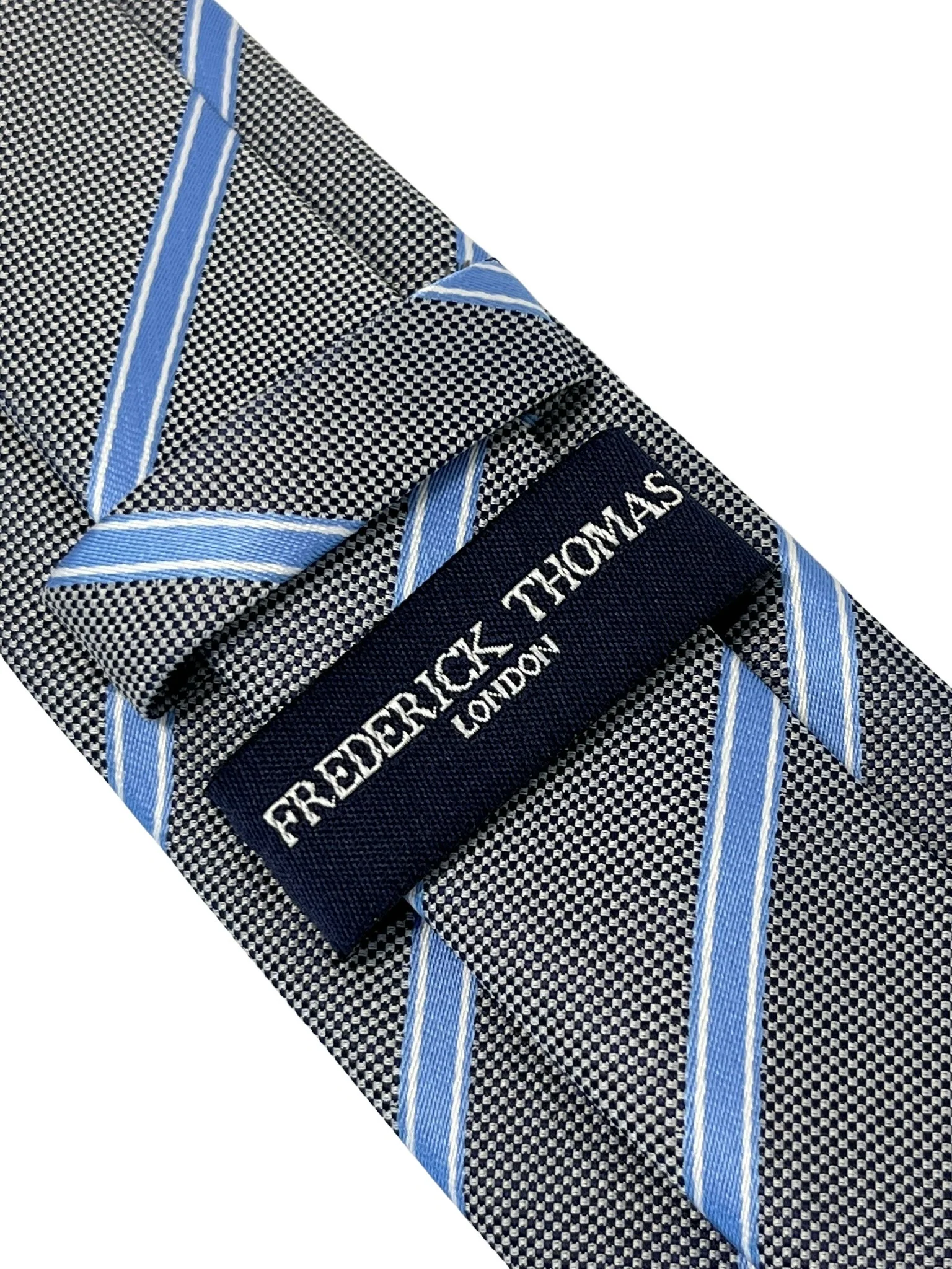 grey tie with light blue thin stripe - Image 4