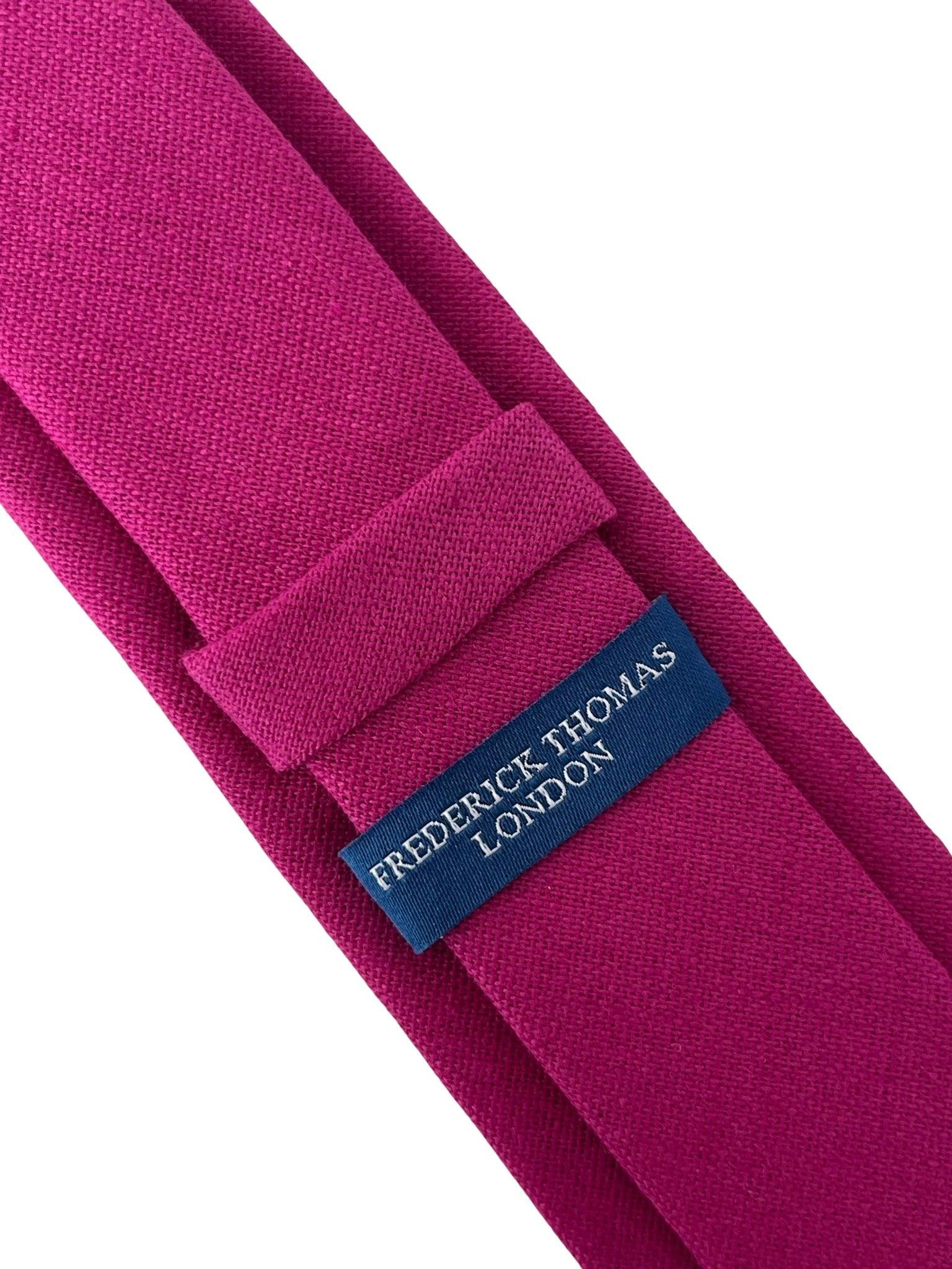 hot fuchsia bright pink magenta cotton tie - Image 3