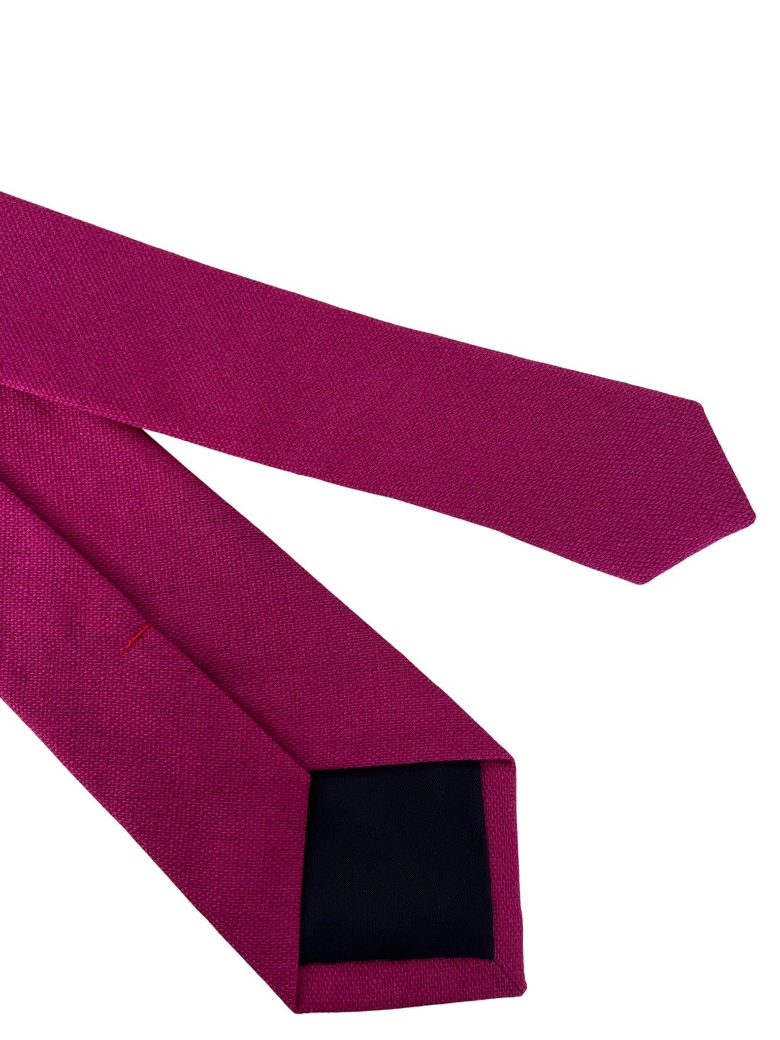 hot fuchsia bright pink magenta cotton tie - Image 4
