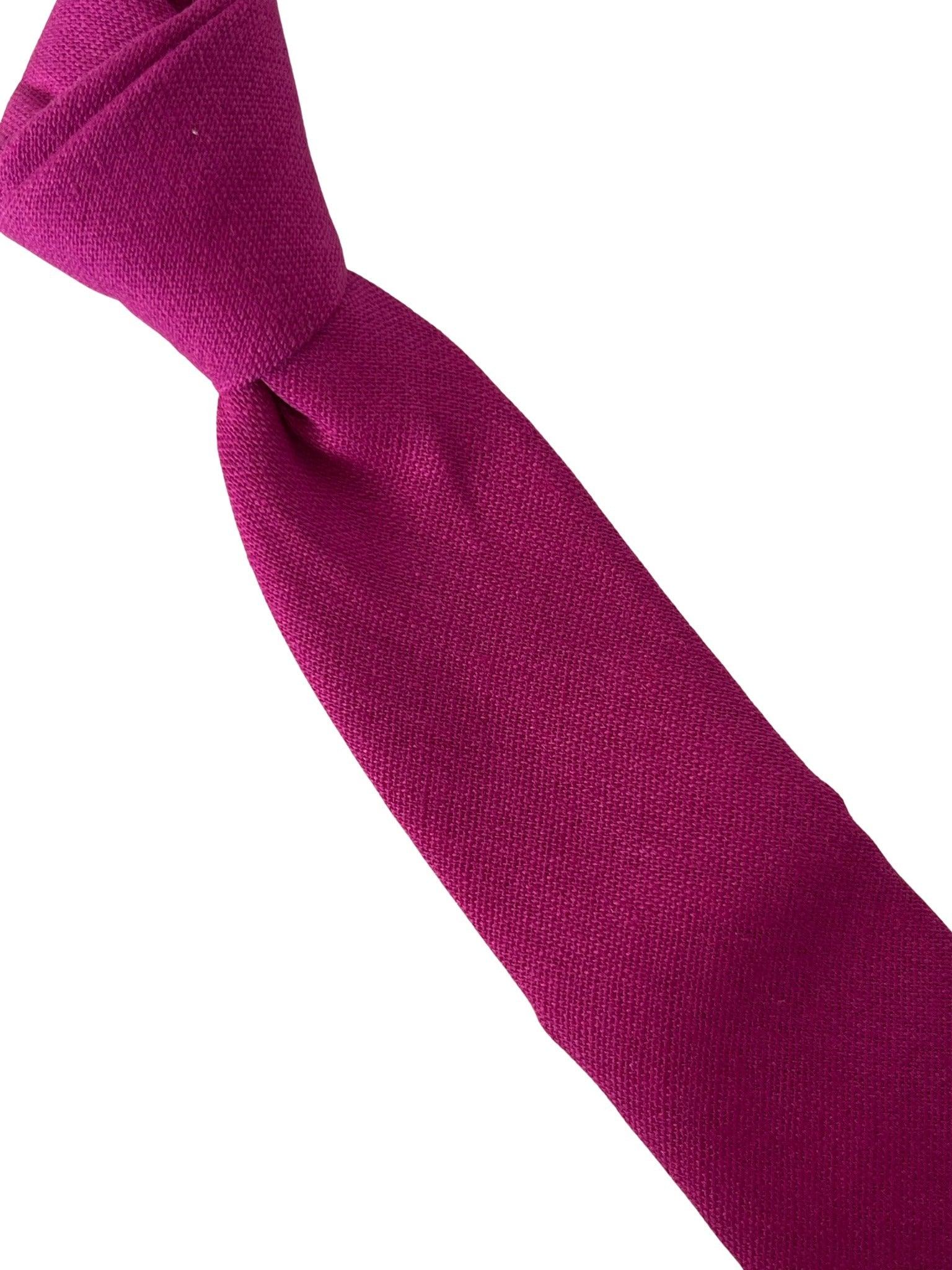 hot fuchsia bright pink magenta cotton tie - Image 5