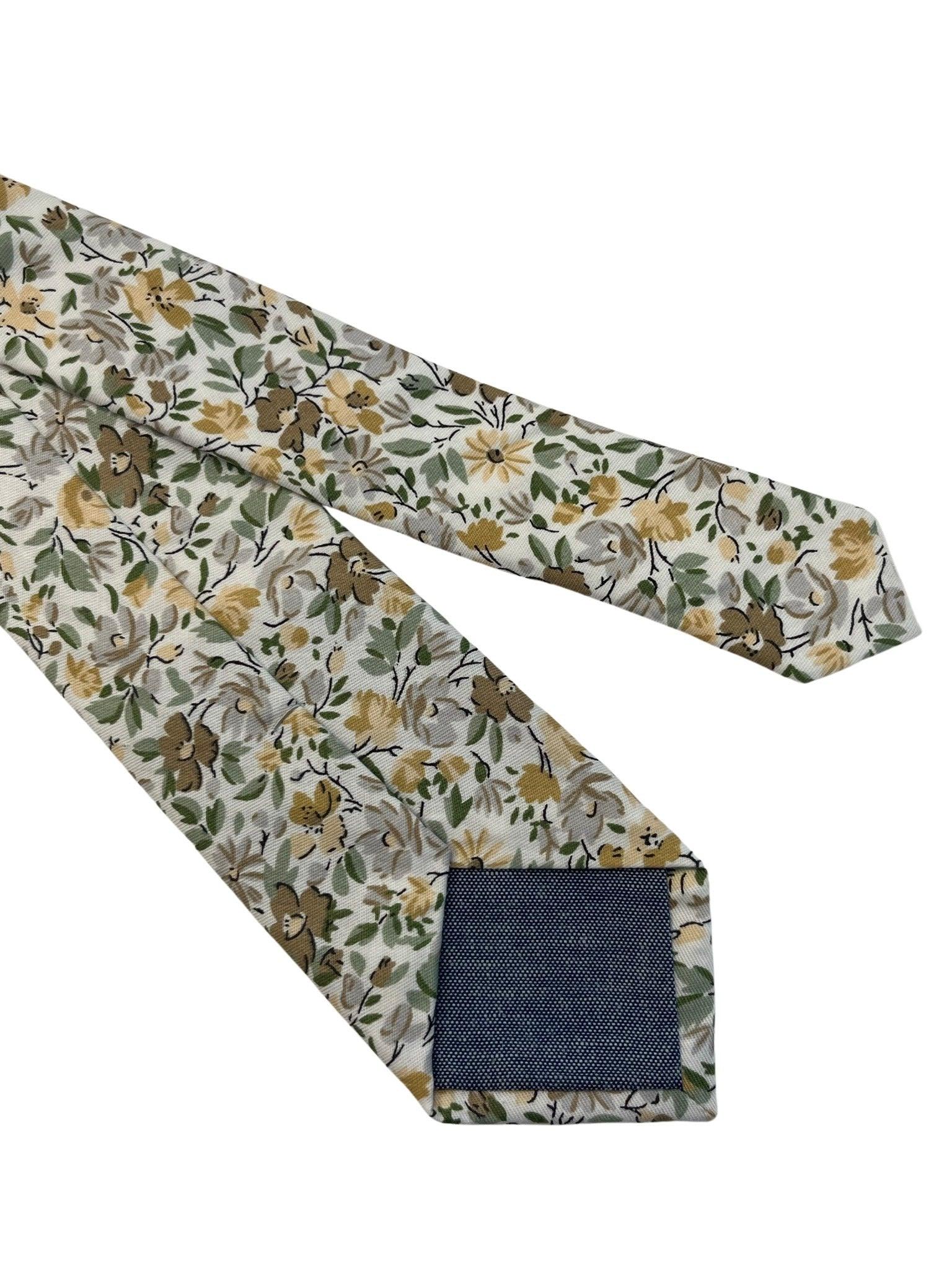 Ivory cotton English wildflower garden design  cotton tie - Image 5