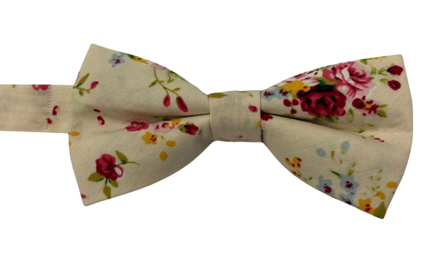 ivory cream adult cotton bow tie with floral design - Image 2