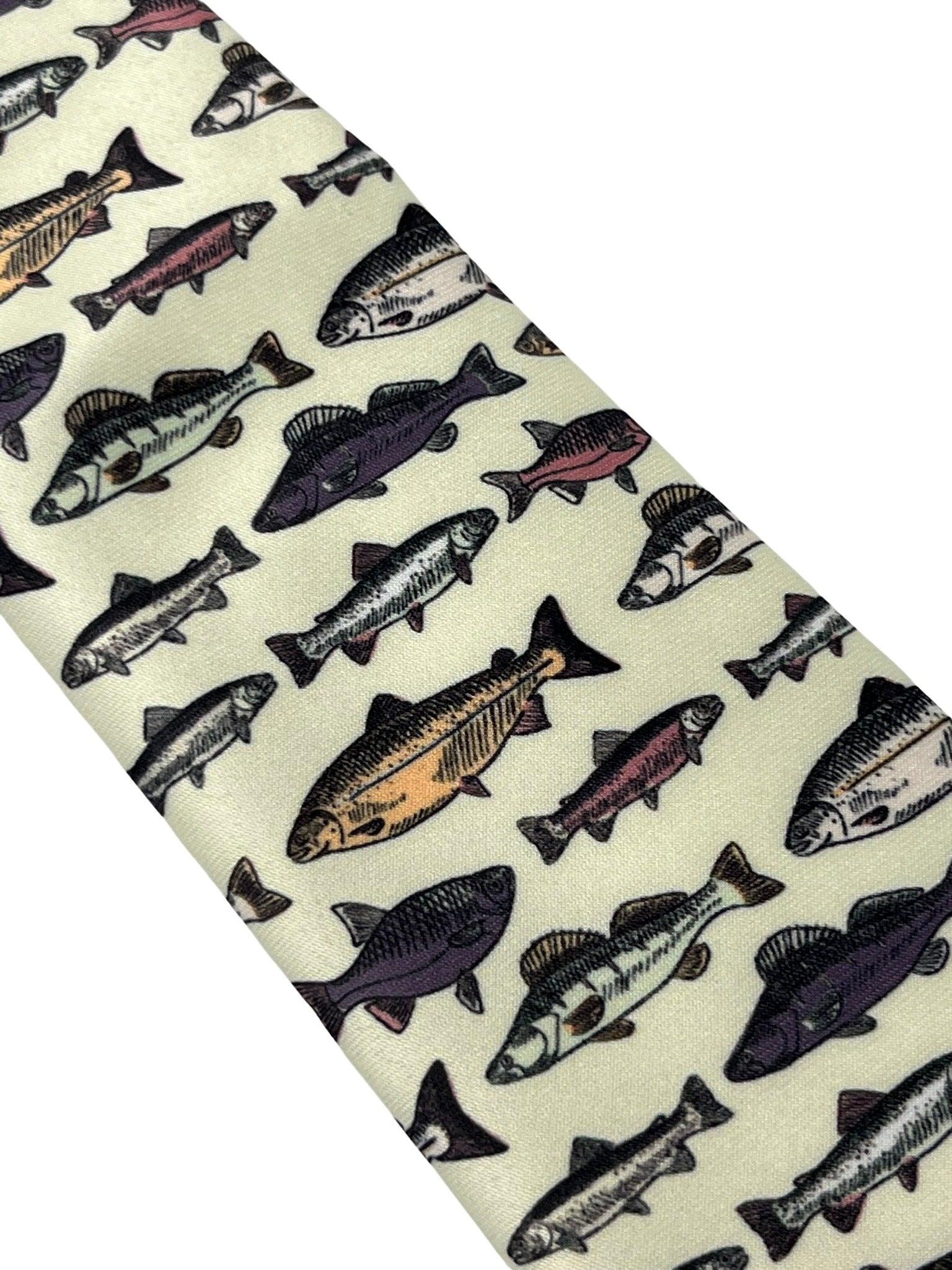 Ivory cream  tie with bass carp trout sea fish-ing - Image 3
