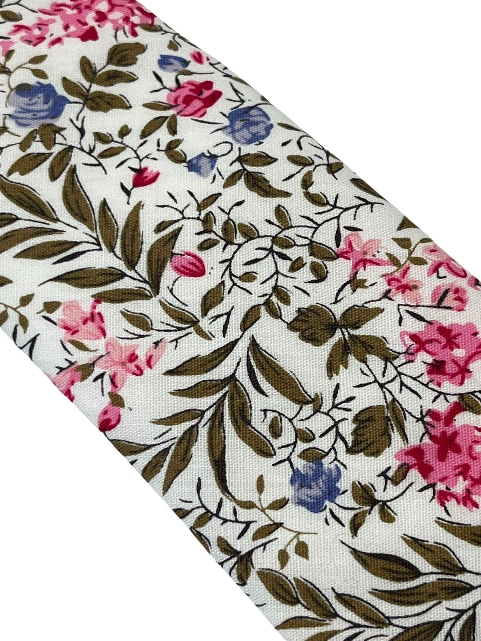 ivory pink cotton tie with english wildflower garden design - Image 2