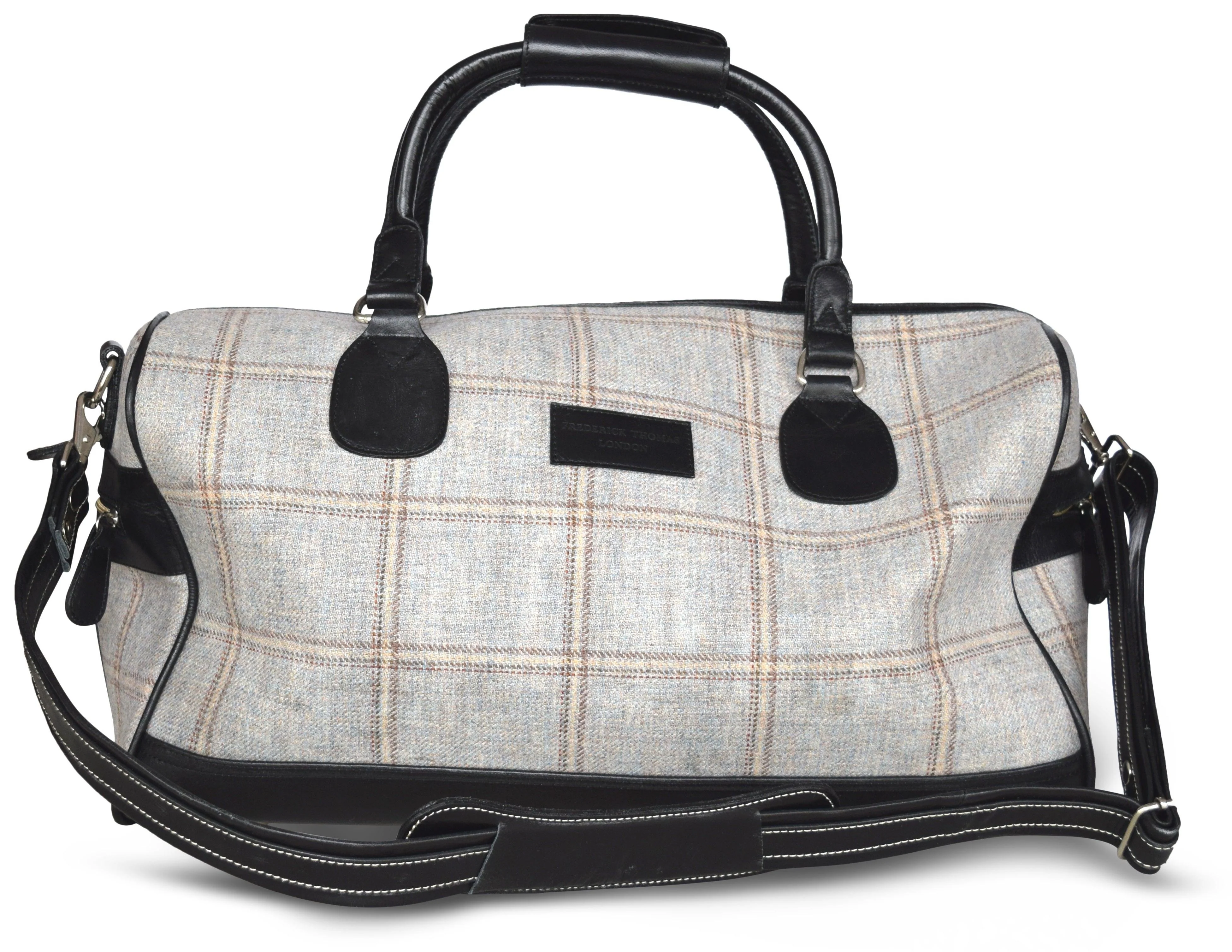 Ivory windowpane tweed weekend bag with matching wash bag - Image 5