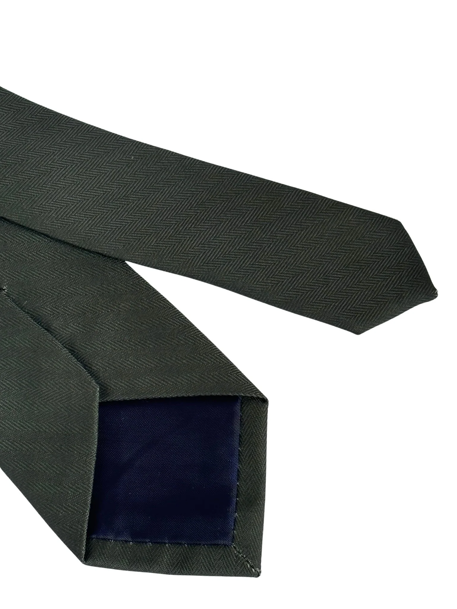 khaki army dark green  cotton tie with herringbone design - Image 5