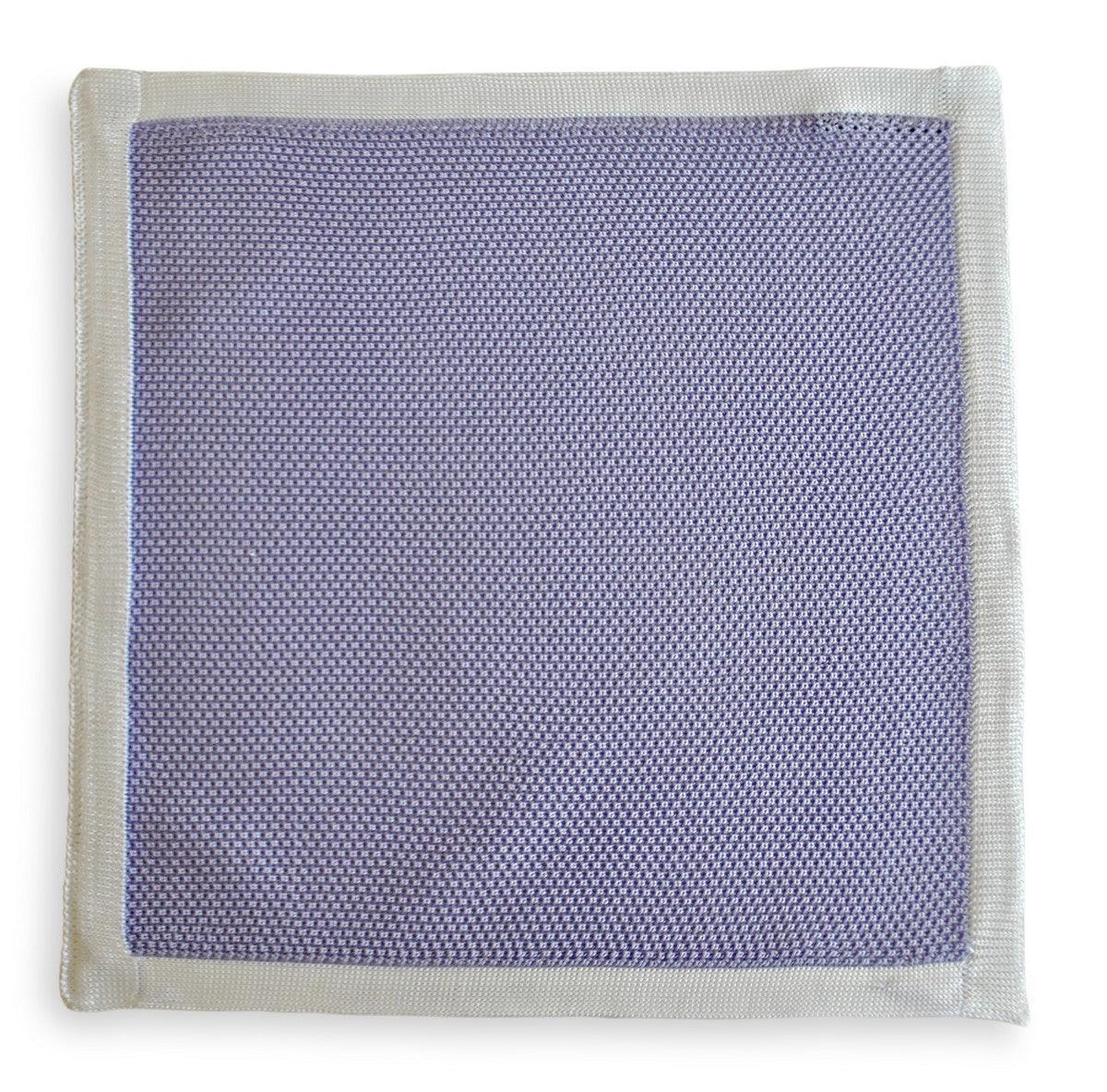 lavender knitted pocket square with white edging - Image 4