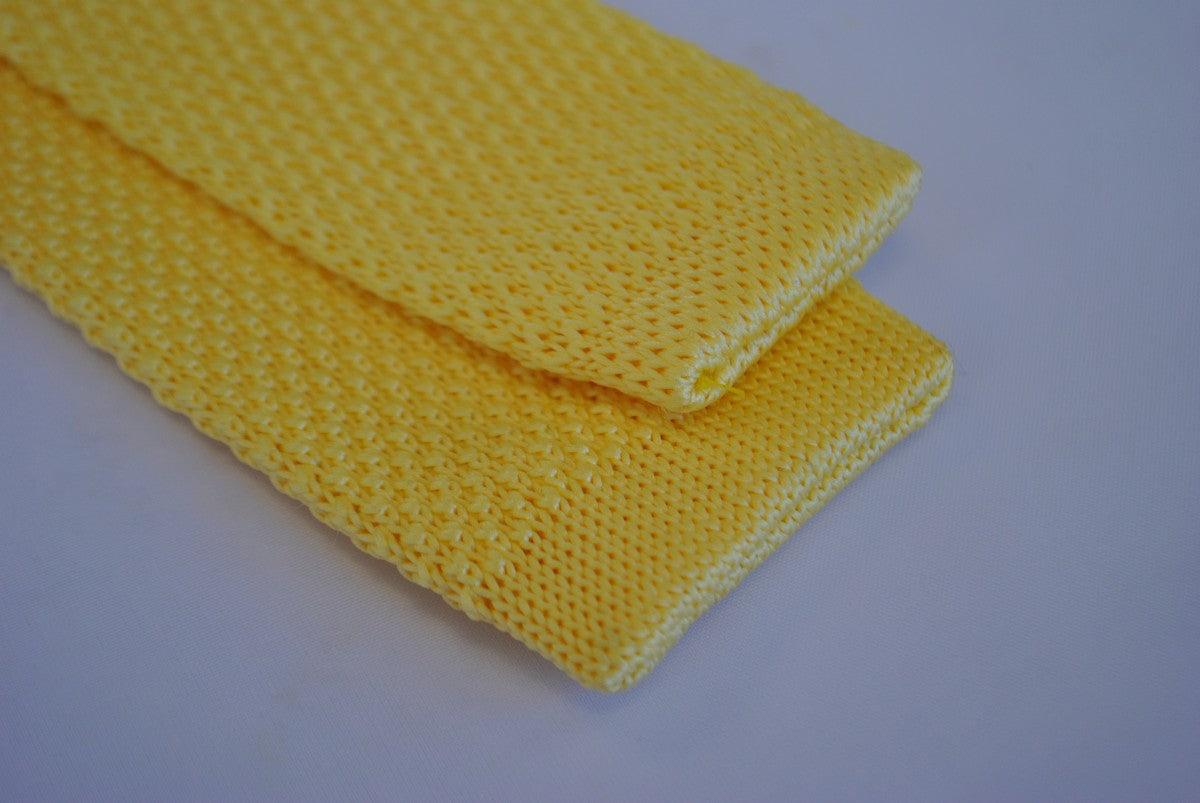 plain lemon yellow skinny knitted tie - Image 4