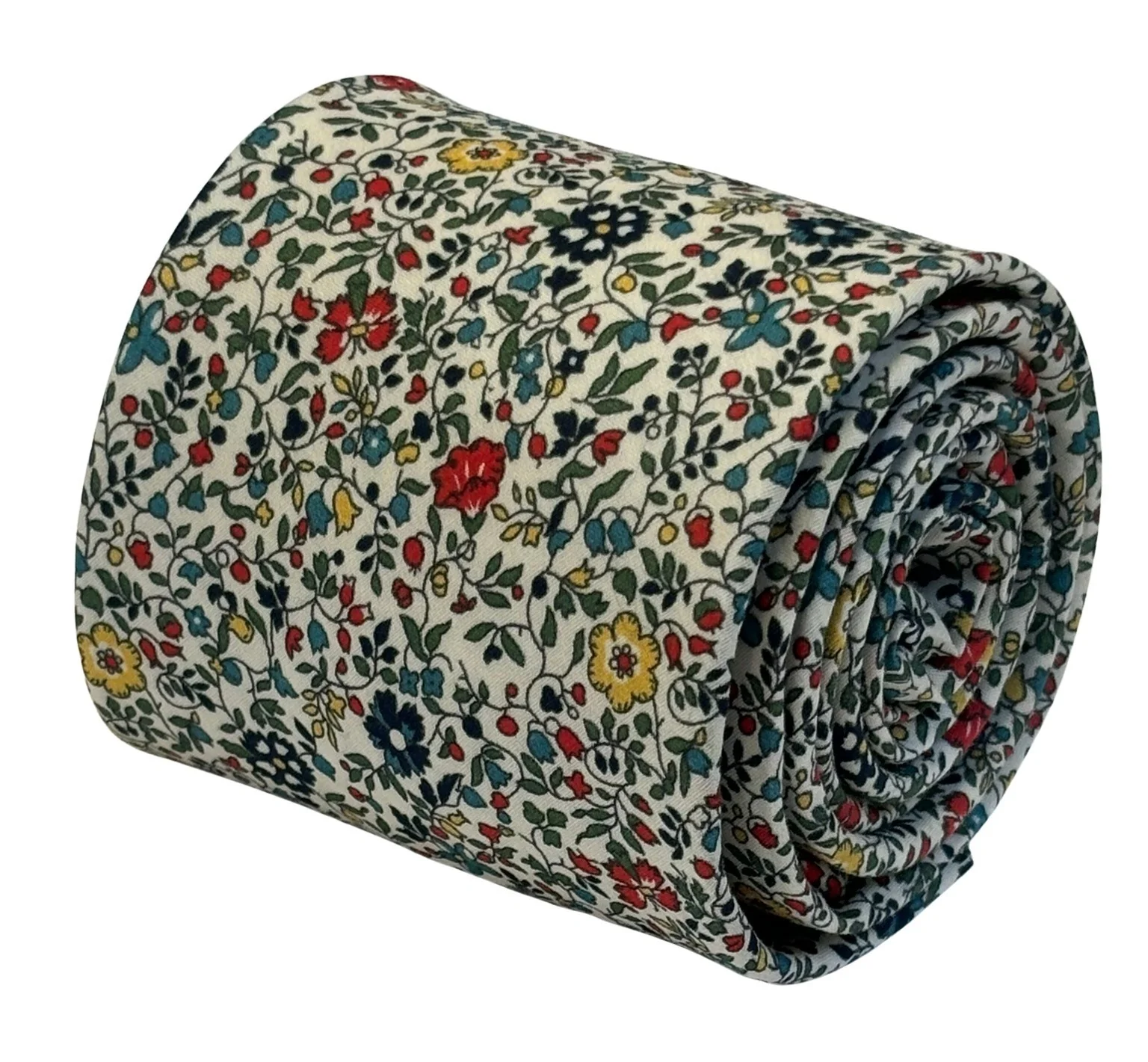 liberty style ditsy floral english wildflower design tie and matching pocket square - Image 3