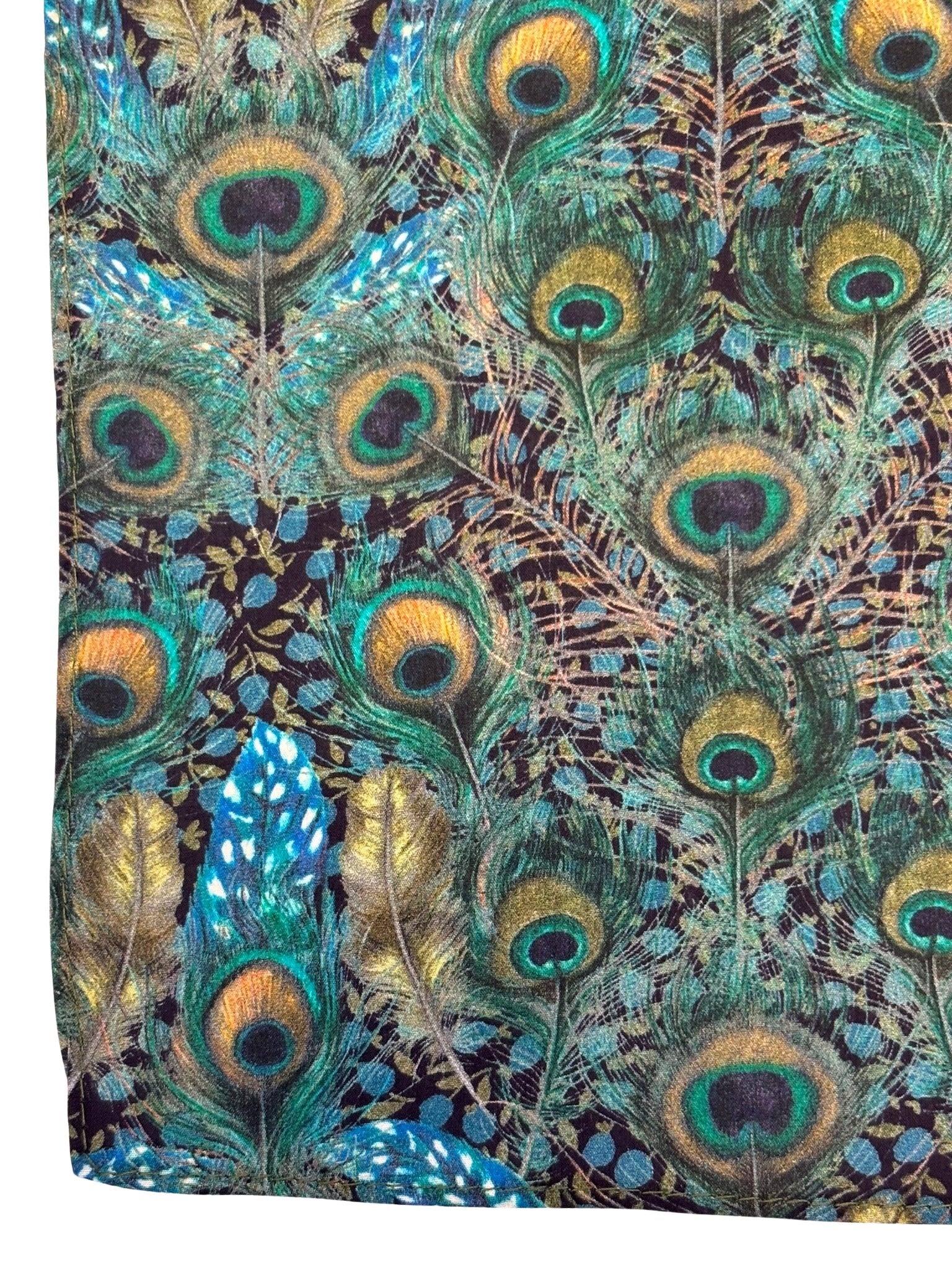 Liberty style peacock feather design pocket square - Image 2