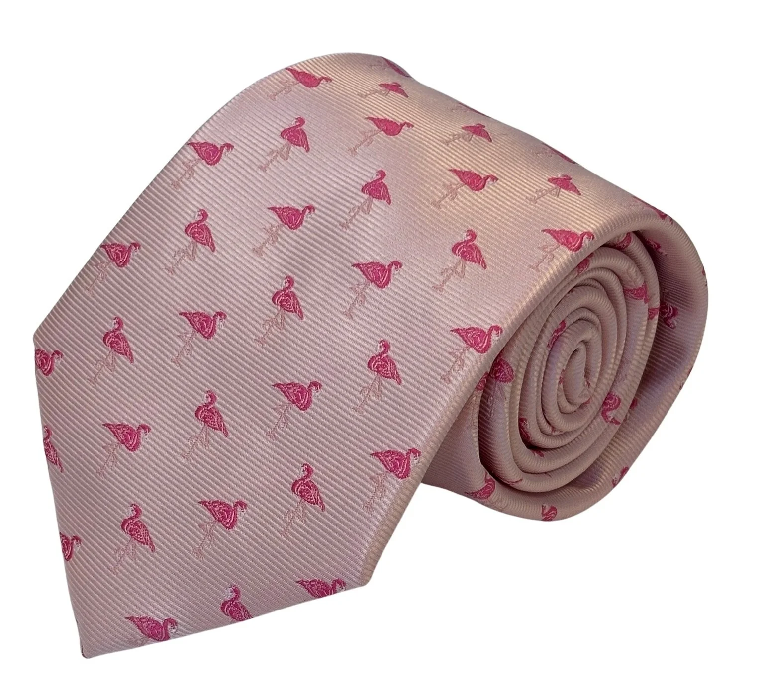 light baby pink tie with flamingo design - Image 2