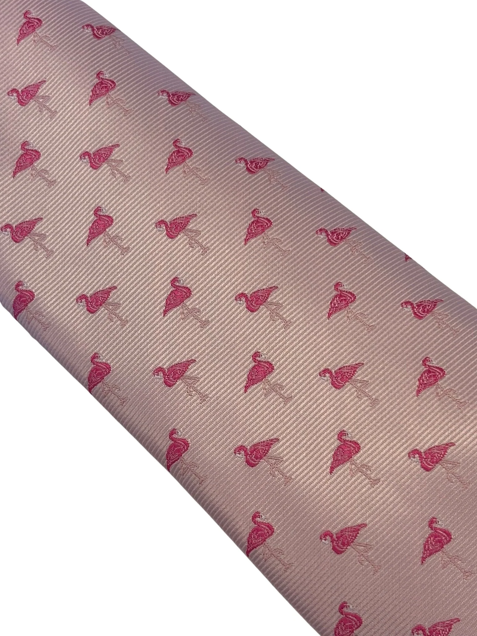 light baby pink tie with flamingo design - Image 3