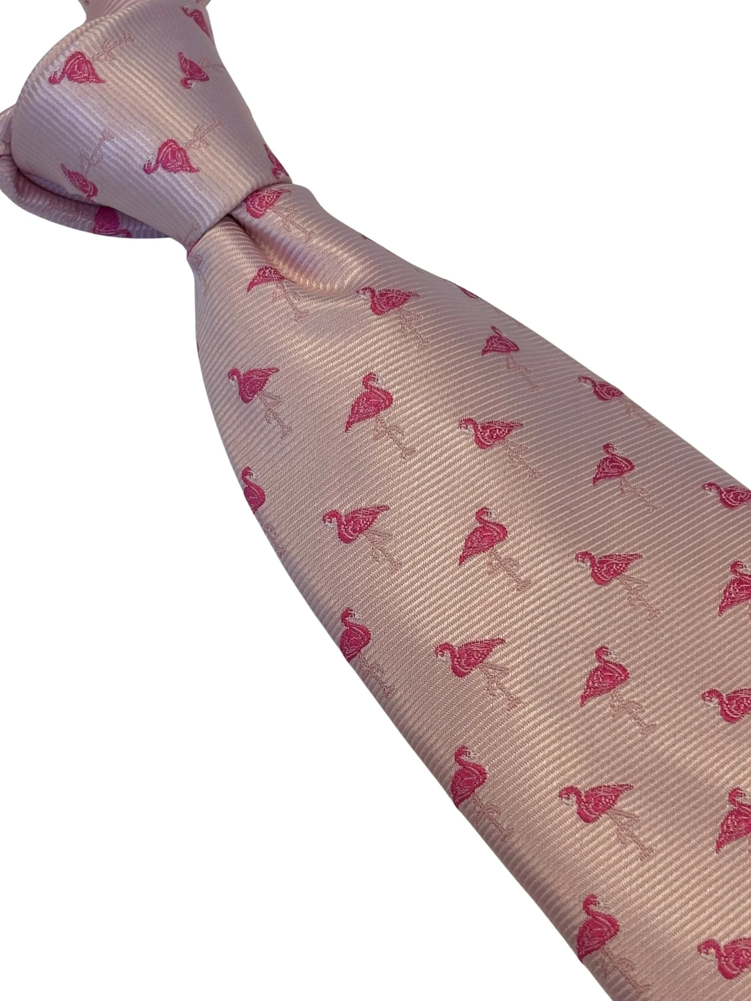 light baby pink tie with flamingo design - Image 6
