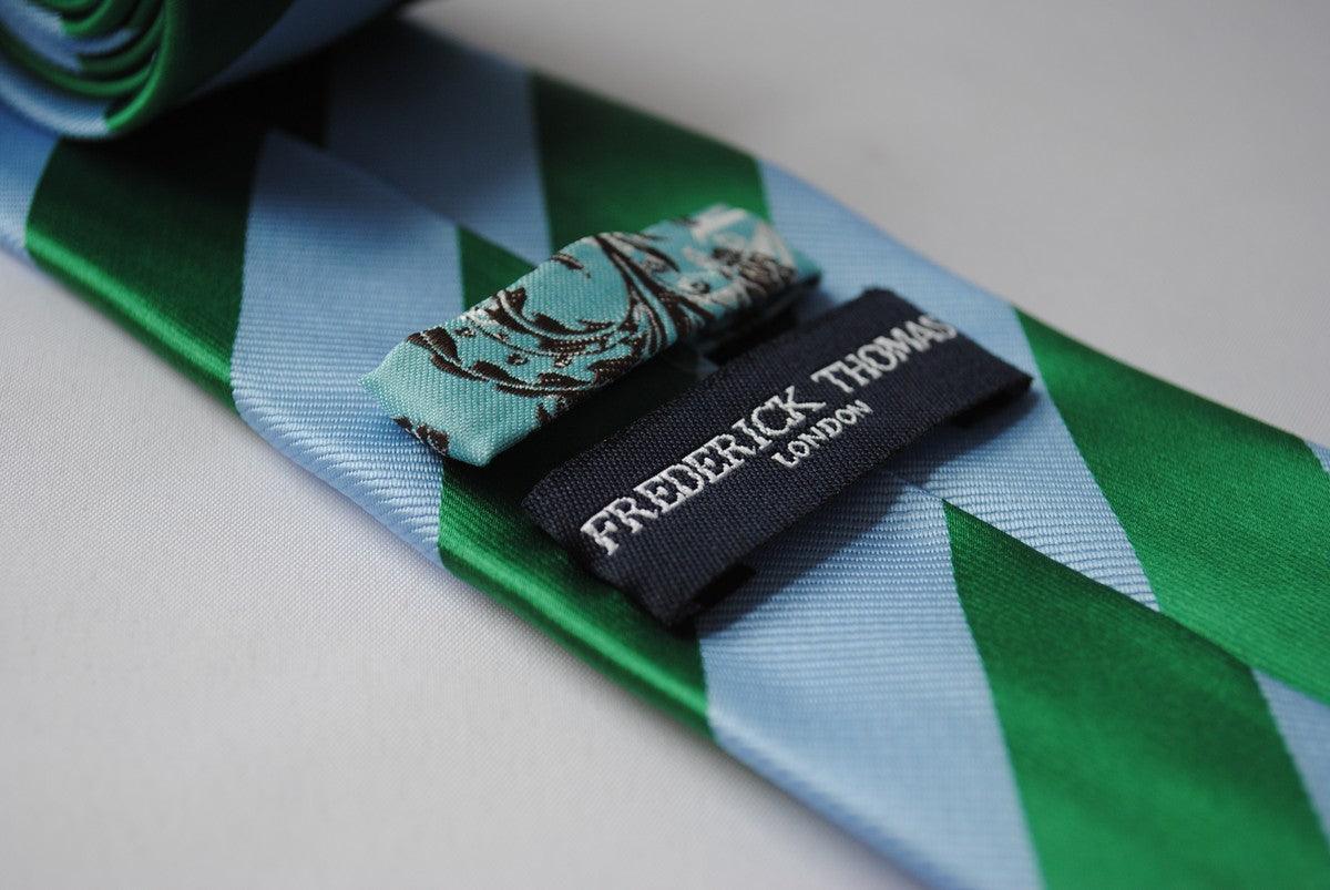 light blue and green barber striped design tie - Image 2