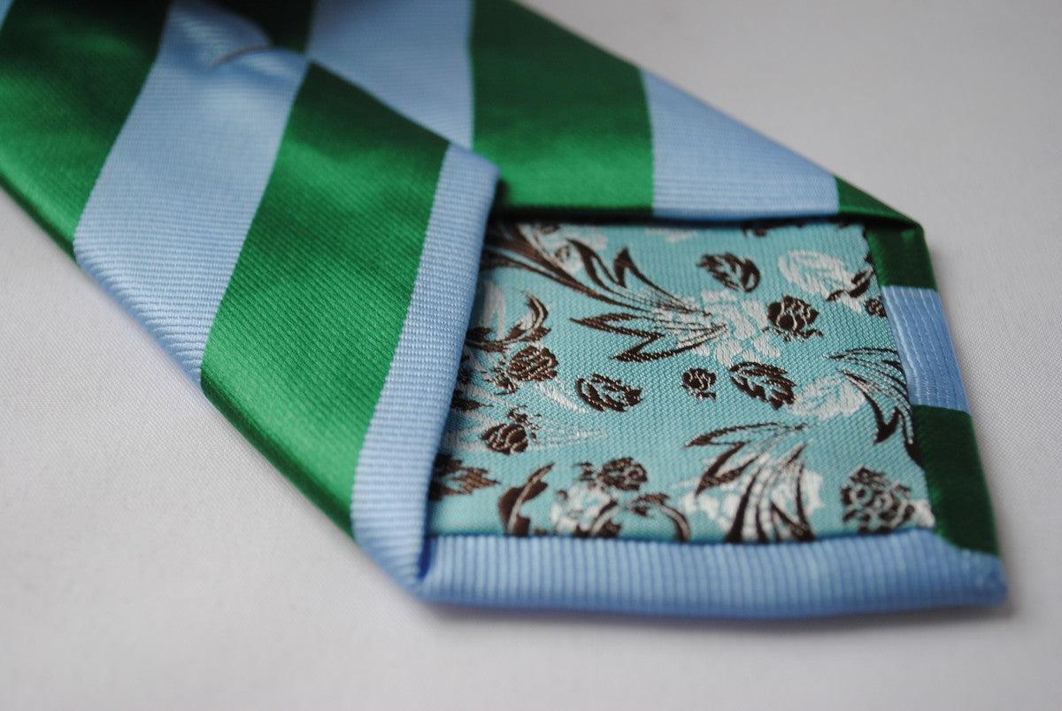 light blue and green barber striped design tie - Image 3