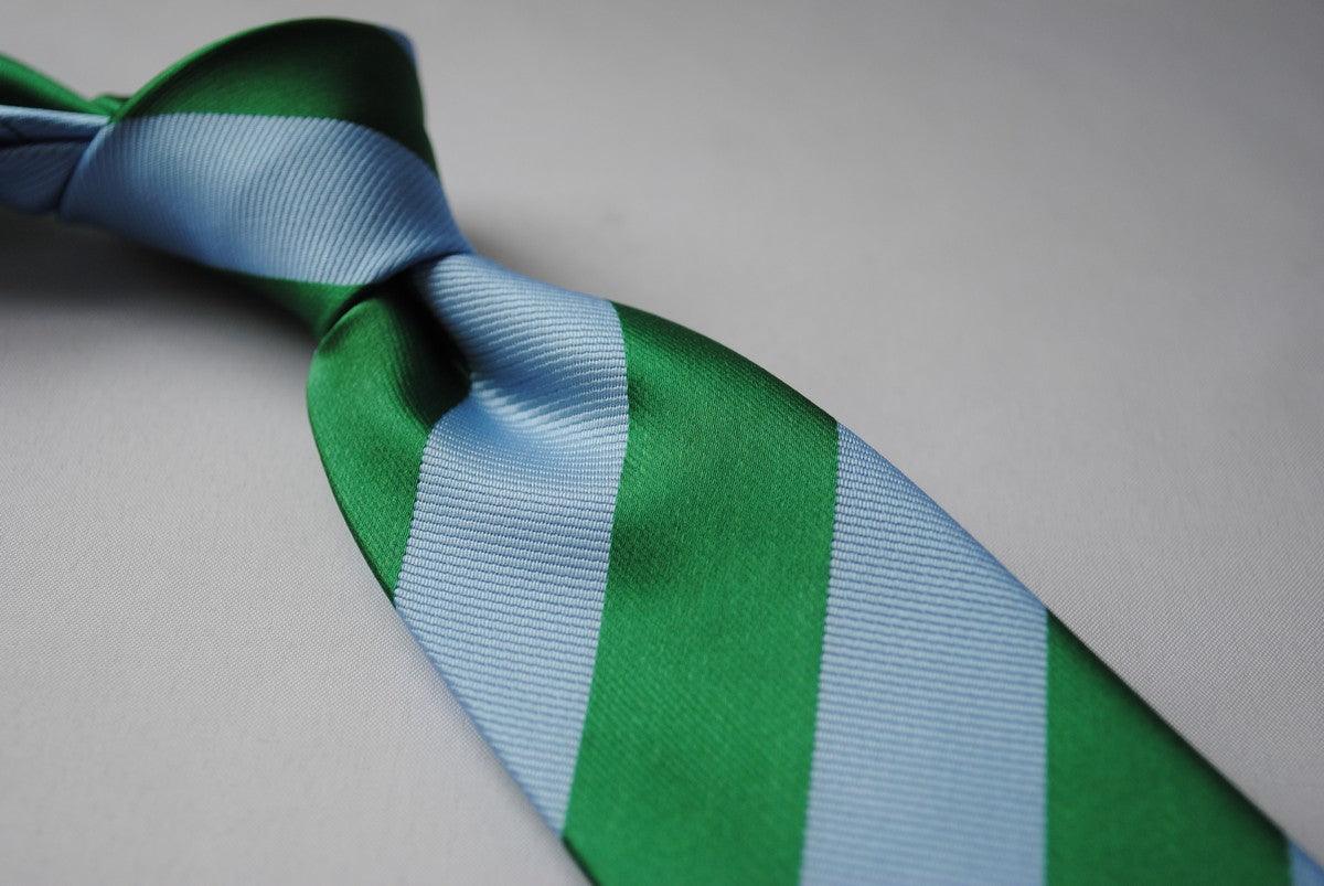 light blue and green barber striped design tie - Image 4