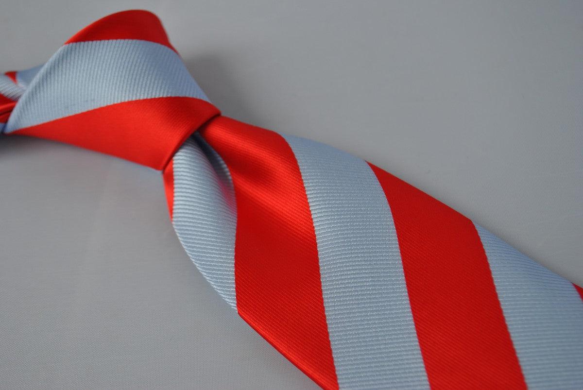 light blue and red barber stripe tie - Image 2