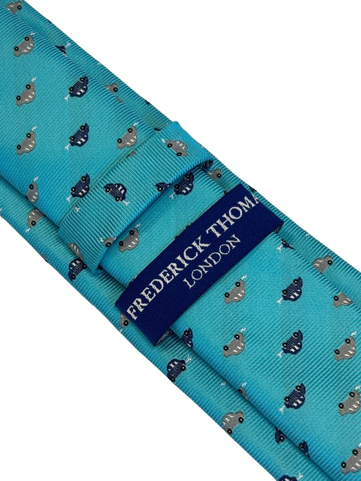 light blue tie with classic VW beetle style car design - Image 4