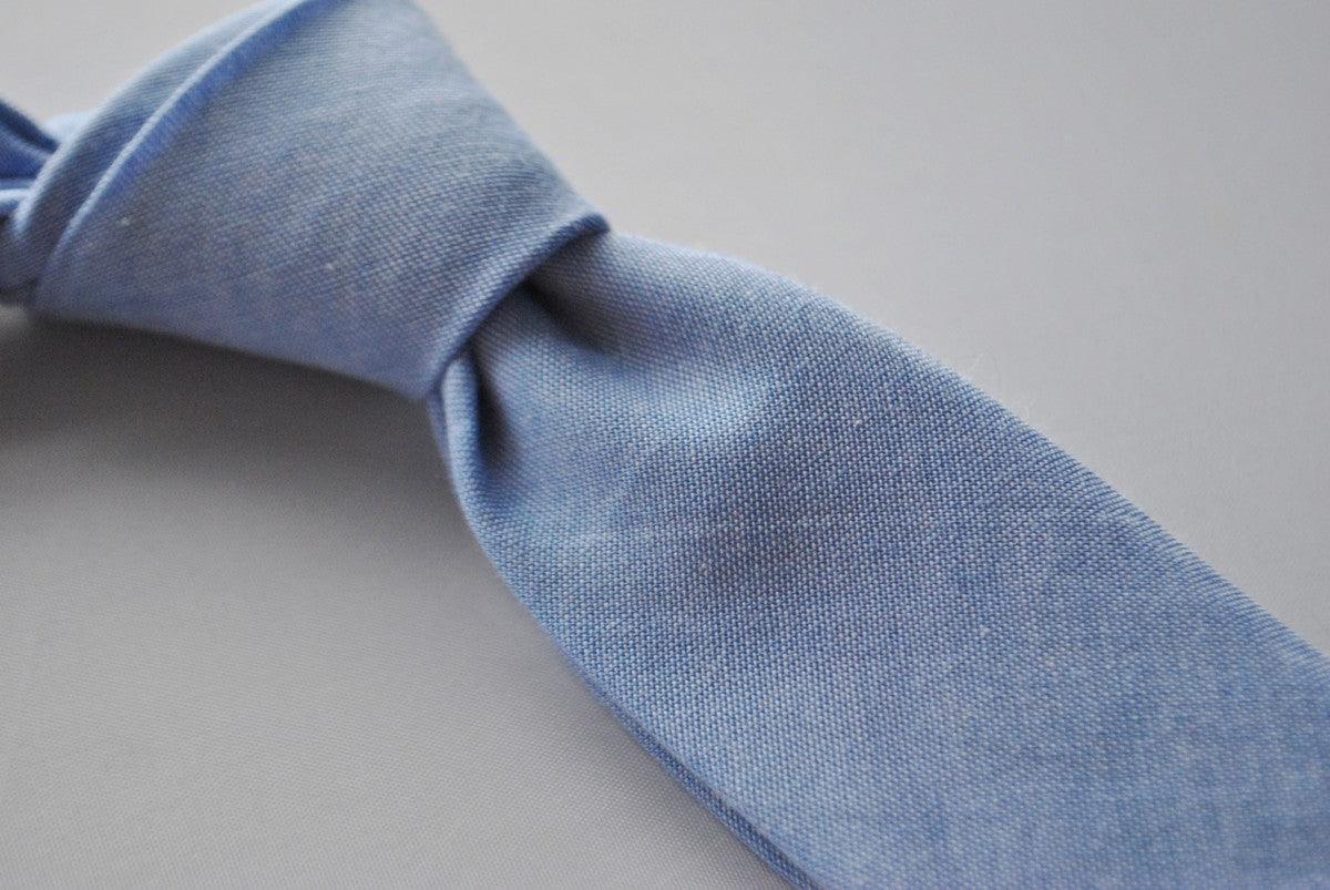 light blue skinny cotton style tie - Image 2