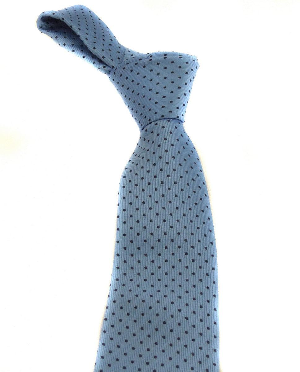 light blue tie with navy pin dots - Image 3