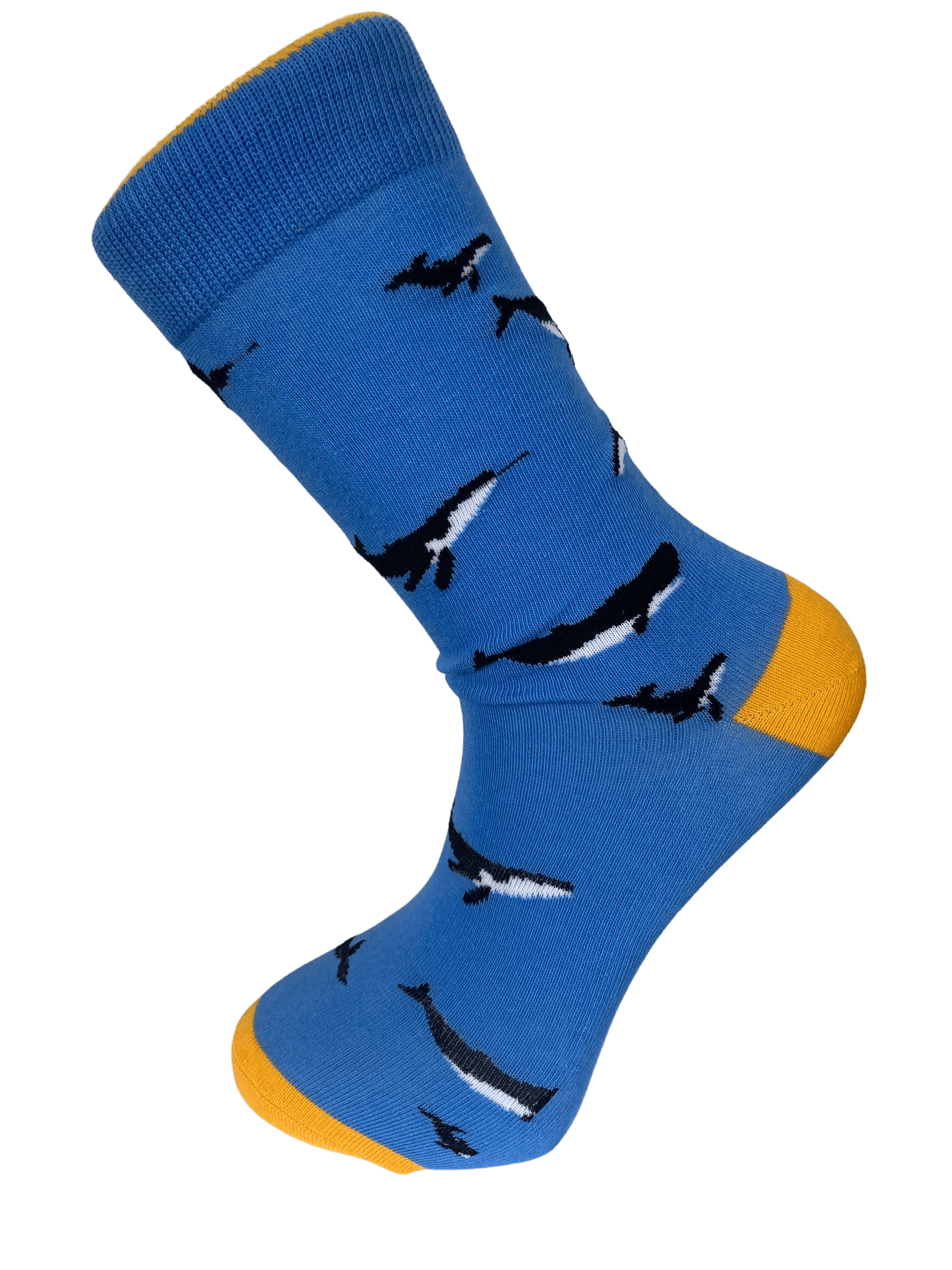 light blue with whale design men's socks